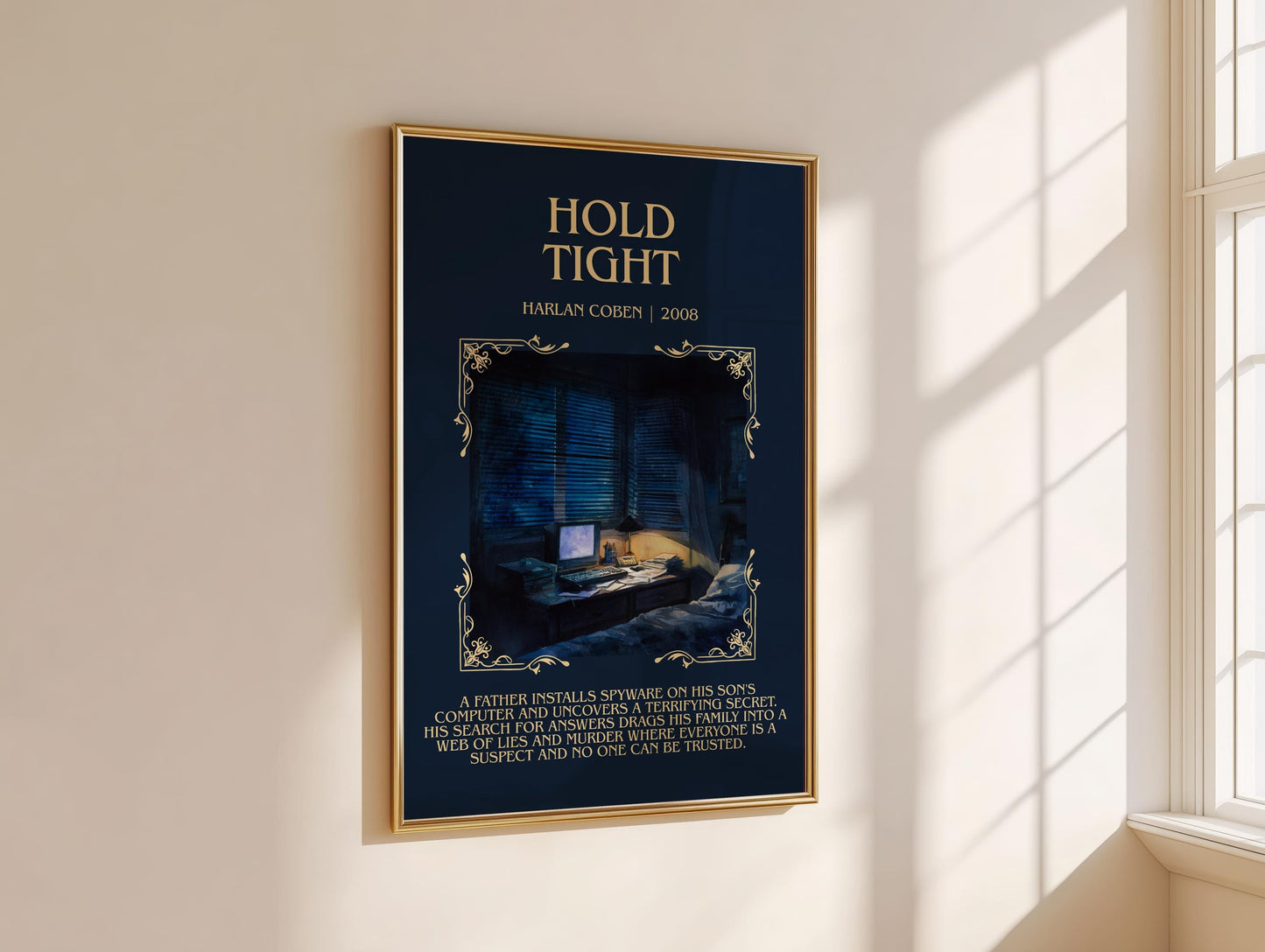 Hold Tight by Harlan Coben Descriptive Poster Print. Free Delivery Wall Art Author & Blurb Book Artwork