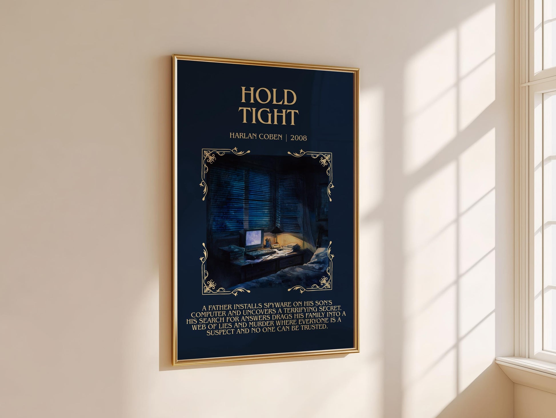 Hold Tight by Harlan Coben Descriptive Poster Print. Free Delivery Wall Art Author & Blurb Book Artwork