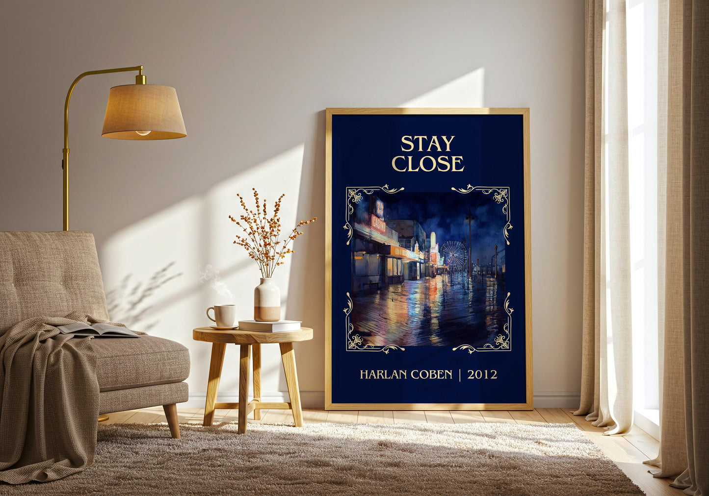 Stay Close by Harlan Coben Descriptive Poster Print. Free Delivery Wall Art Author & Blurb Book Artwork