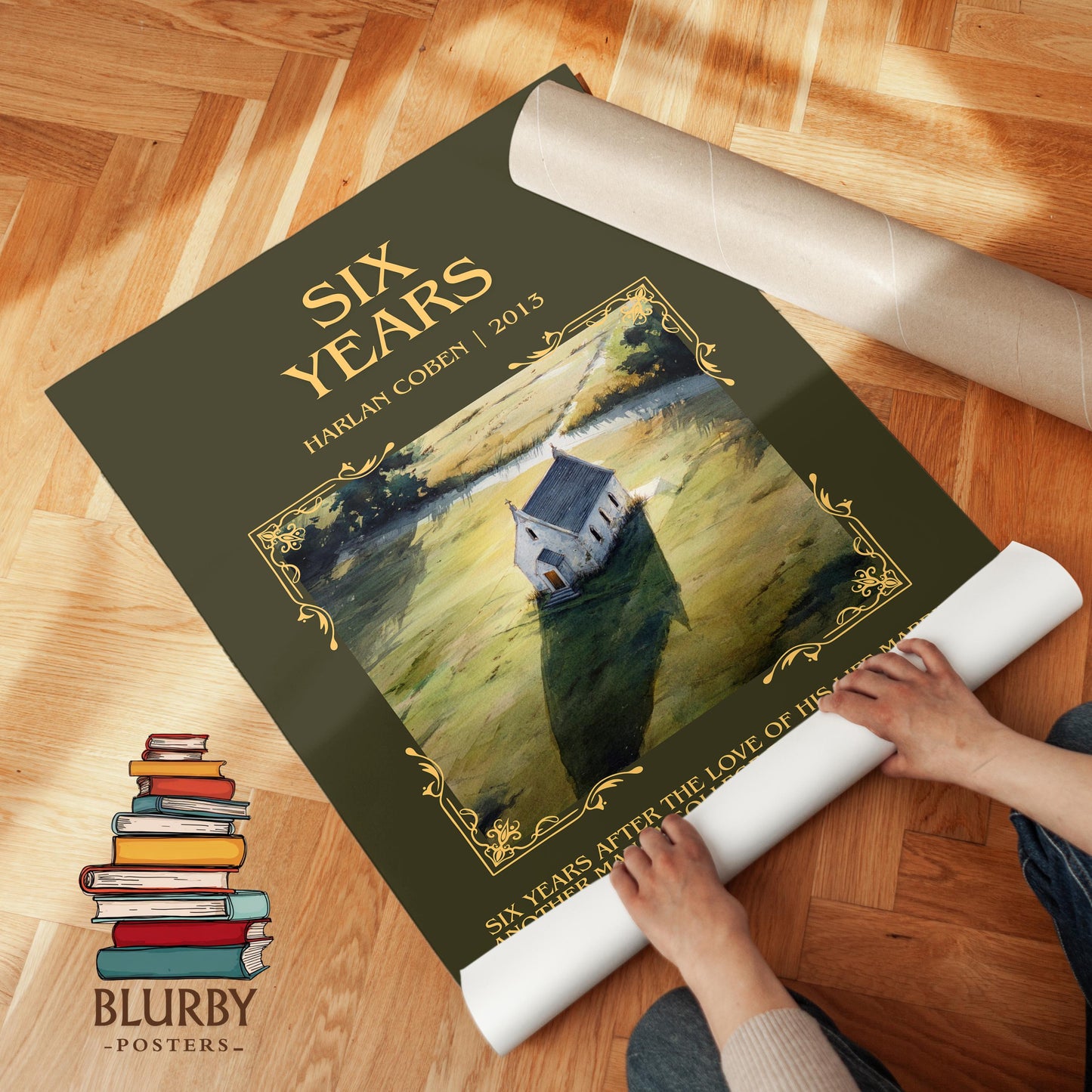 Six Years by Harlan Coben Descriptive Poster Print. Free Delivery Wall Art Author & Blurb Book Artwork