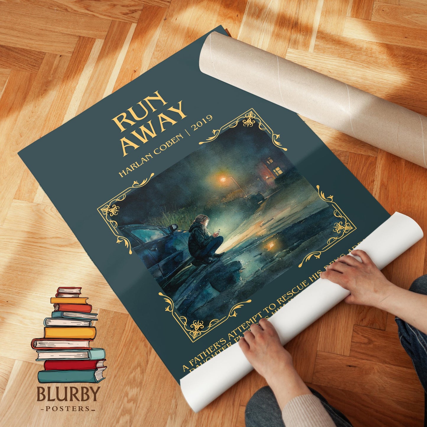 Run Away by Harlan Coben Descriptive Poster Print. Free Delivery Wall Art Author & Blurb Book Artwork