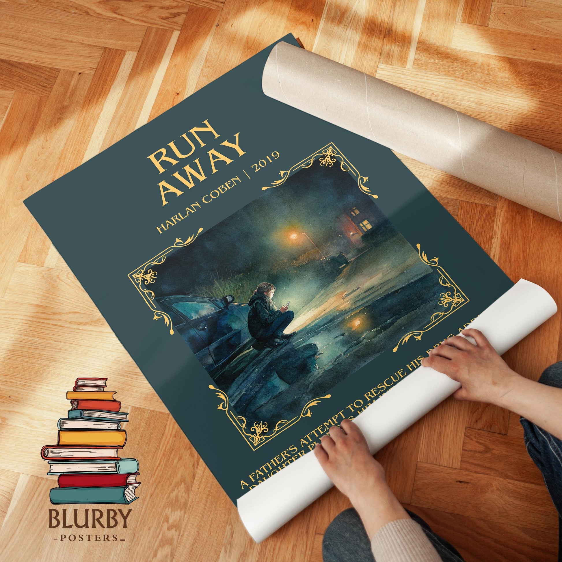 Run Away by Harlan Coben Descriptive Poster Print. Free Delivery Wall Art Author & Blurb Book Artwork