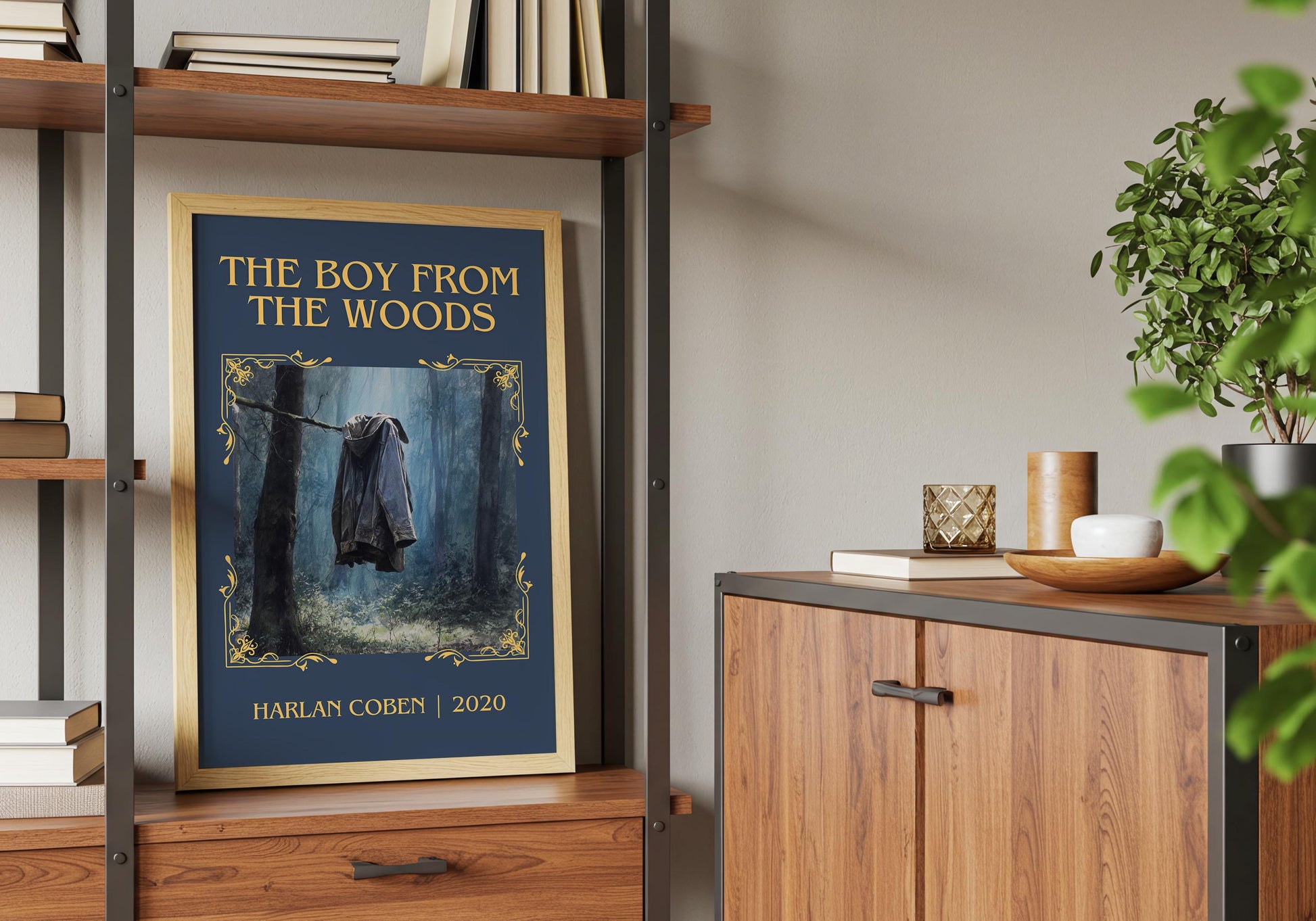 The Boy From The Woods by Harlan Coben Descriptive Poster Print. Free Delivery Wall Art Author & Blurb Book Artwork