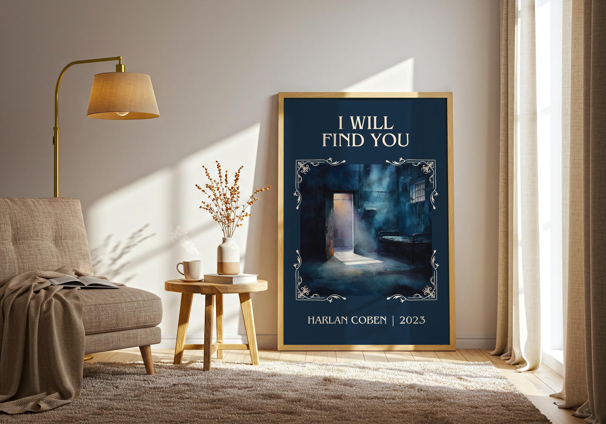 I Will Find You by Harlan Coben Descriptive Poster Print. Free Delivery Wall Art Author & Blurb Book Artwork