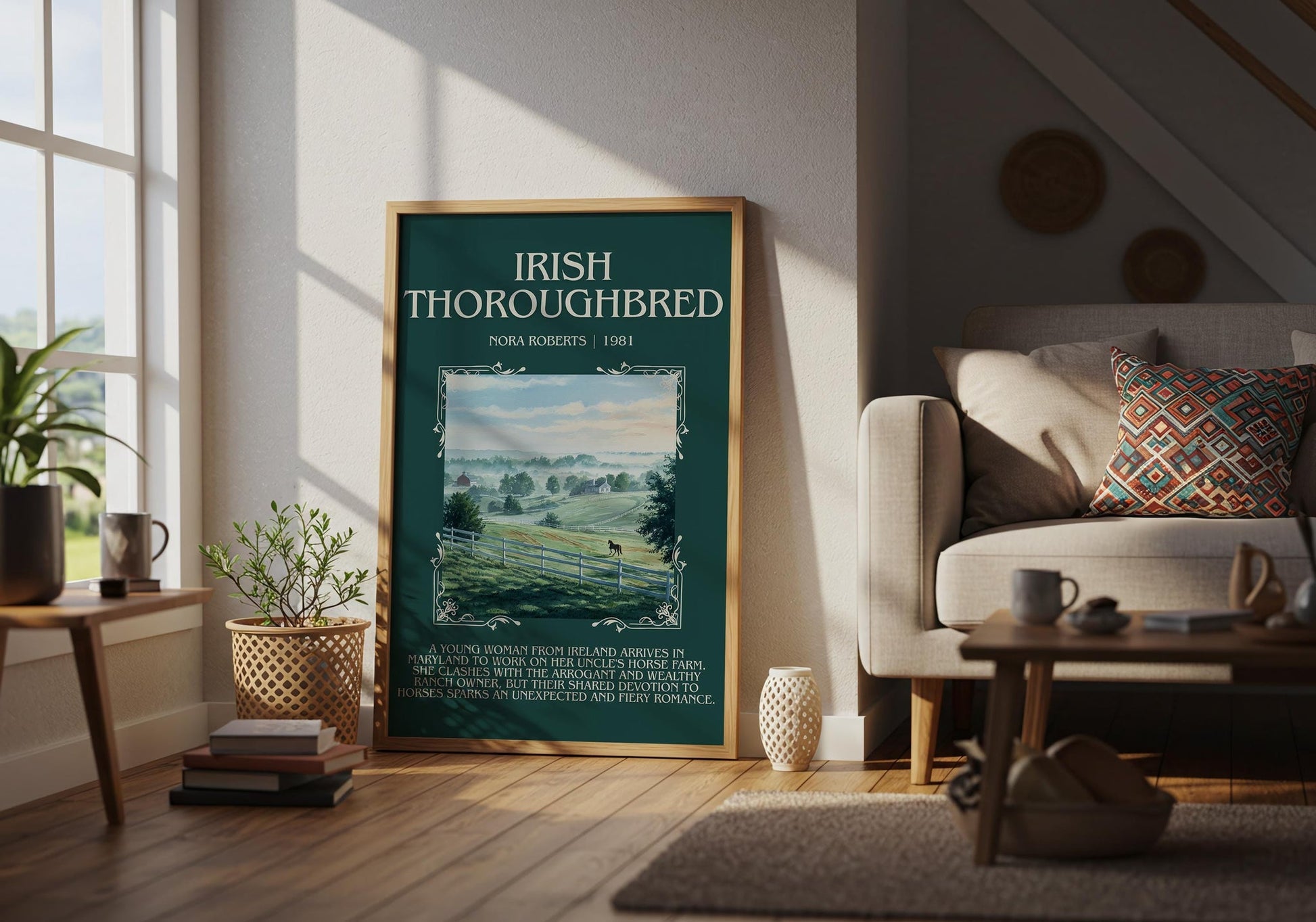 Irish Thoroughbred minimalist poster paired in gallery wall – literary art prints
