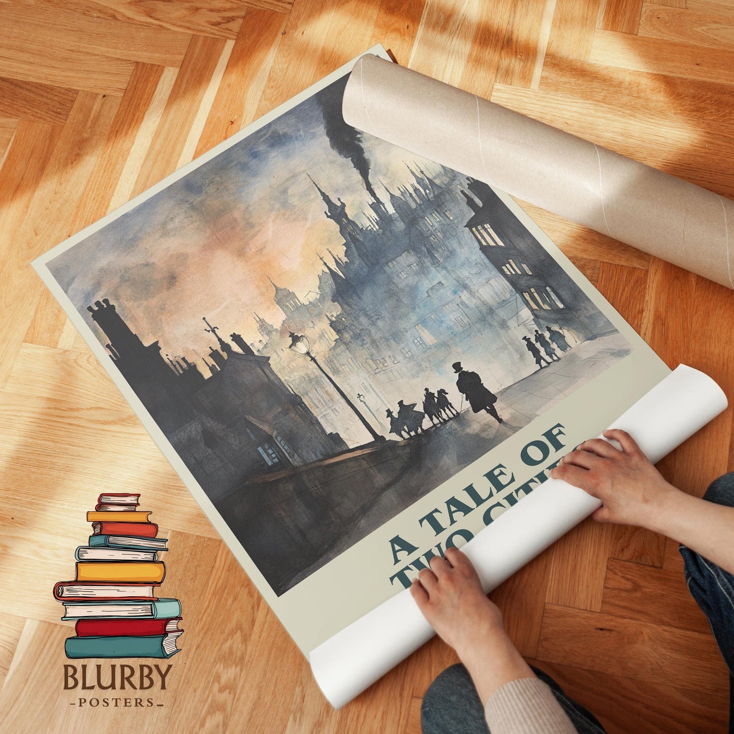 A Tale of Two Cities book poster packaging – museum-quality print rolled in protective tube