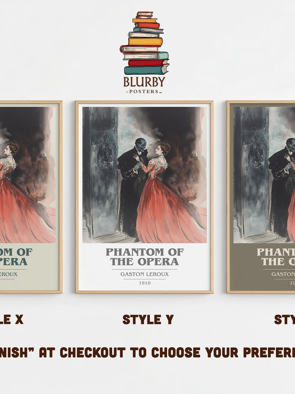 The Phantom of the Opera book cover poster colour and style options – Gaston Leroux book art