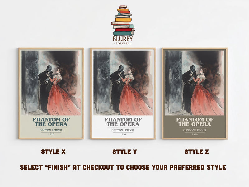 The Phantom of the Opera book cover poster colour and style options – Gaston Leroux book art