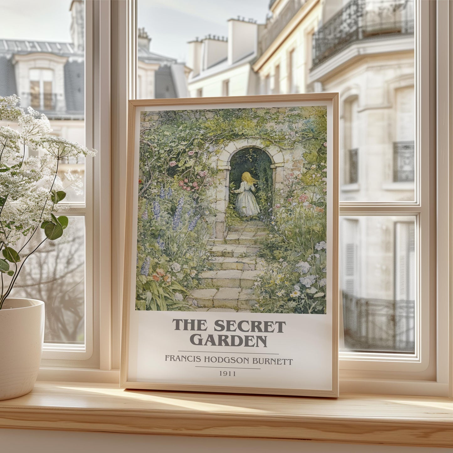 The Secret Garden by Frances Hodgson Burnett Descriptive Poster Print. Free Delivery Wall Art Author & Blurb Book Artwork Novel