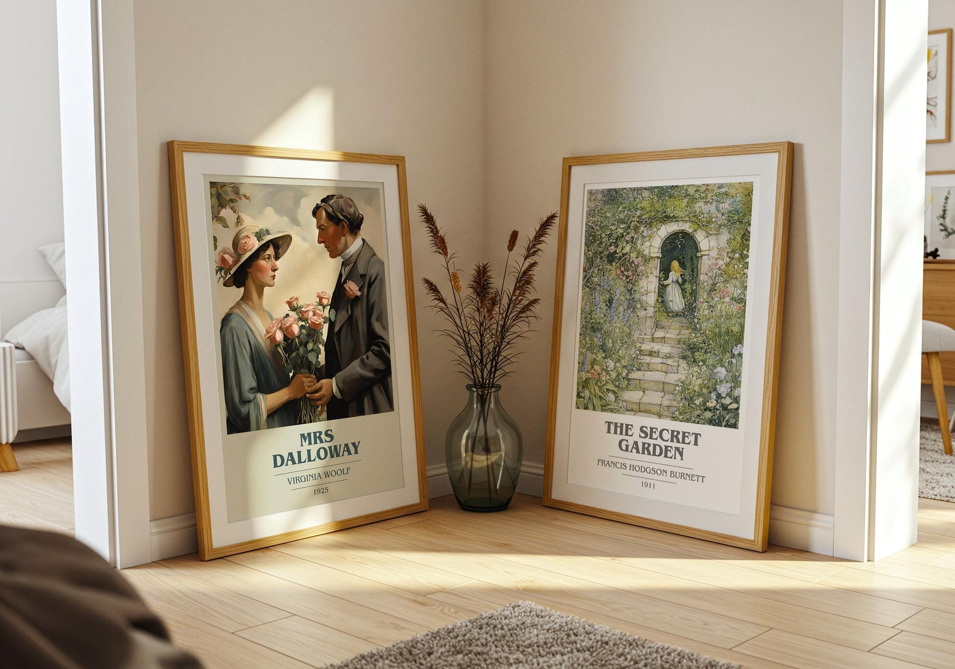 Mrs Dalloway book cover print on bookshelf – Virginia Woolf fan gift