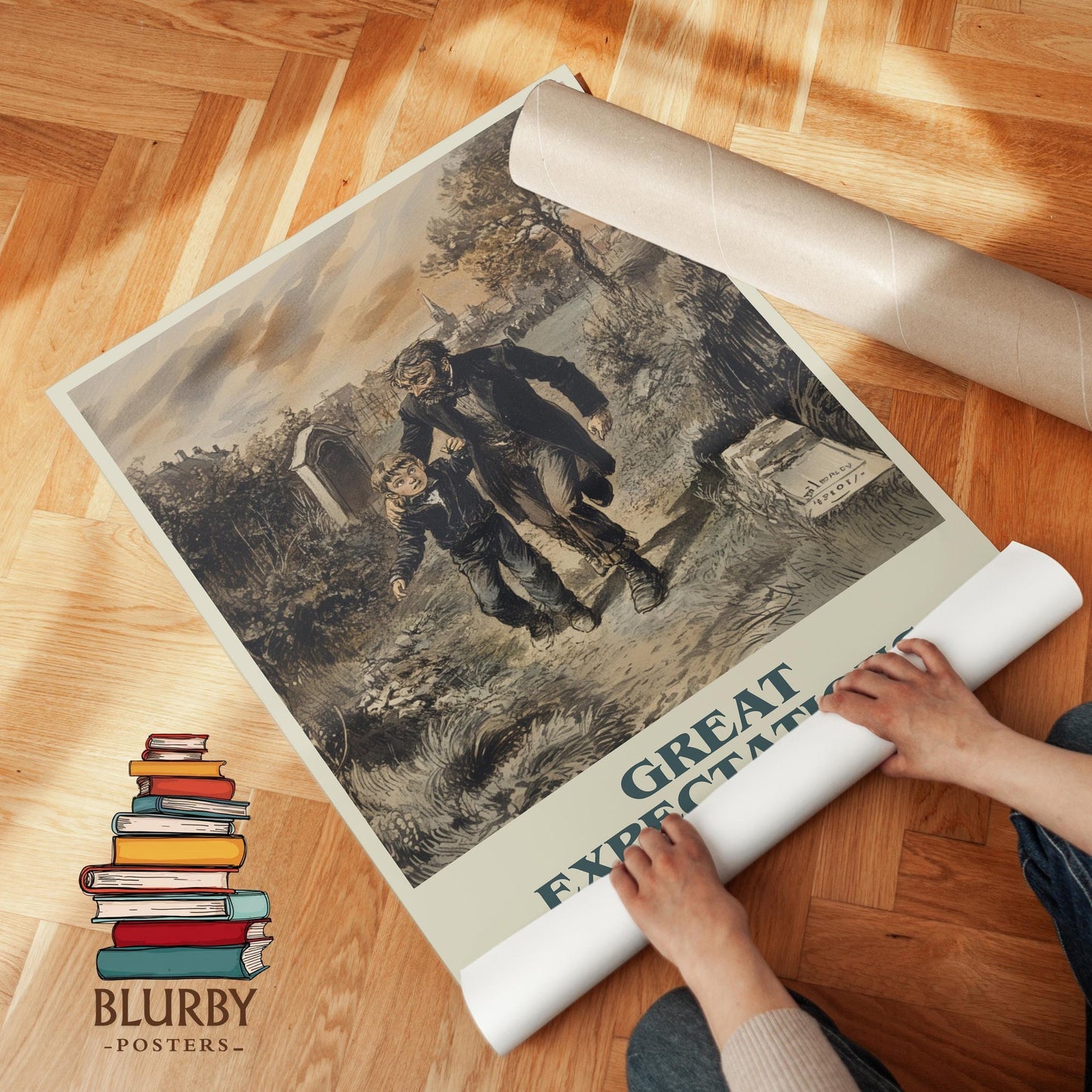 Great Expectations book poster packaging – museum-quality print rolled in protective tube