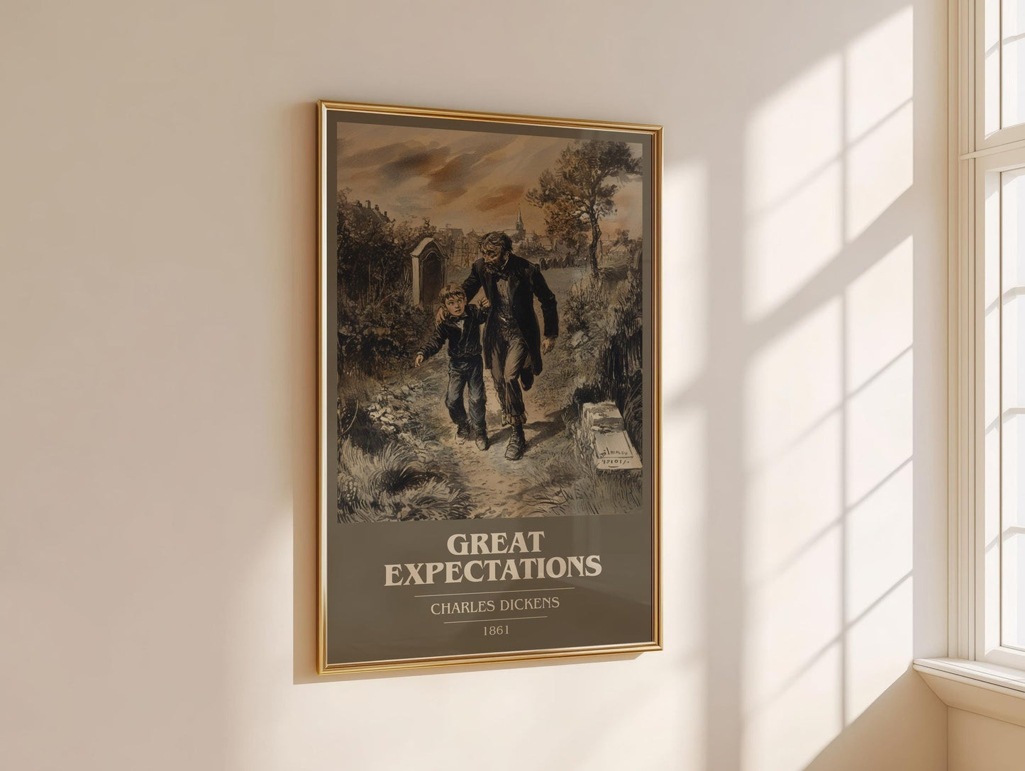 Great Expectations book cover book poster framed on wall – classic literature wall art