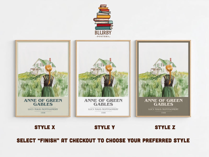 Anne of Green Gables book cover poster colour and style options – Lucy Maud Montgomery book art