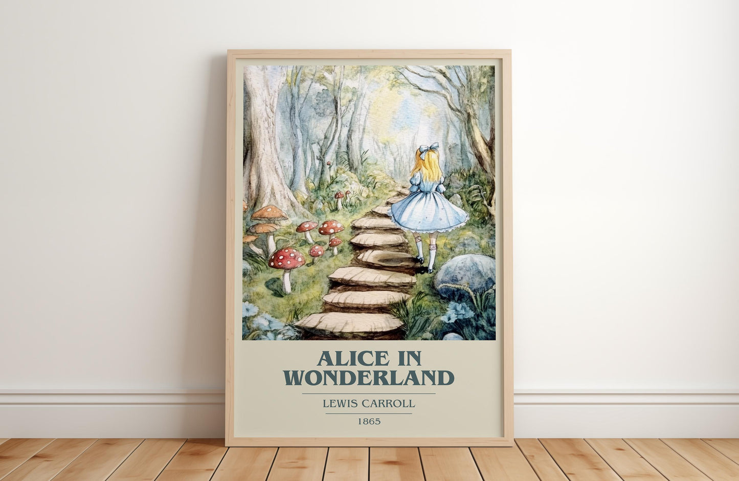 Alice's Adventures in Wonderland by Lewis Carroll Descriptive Poster Print. Free Delivery Wall Art Author & Blurb Book Artwork Novel