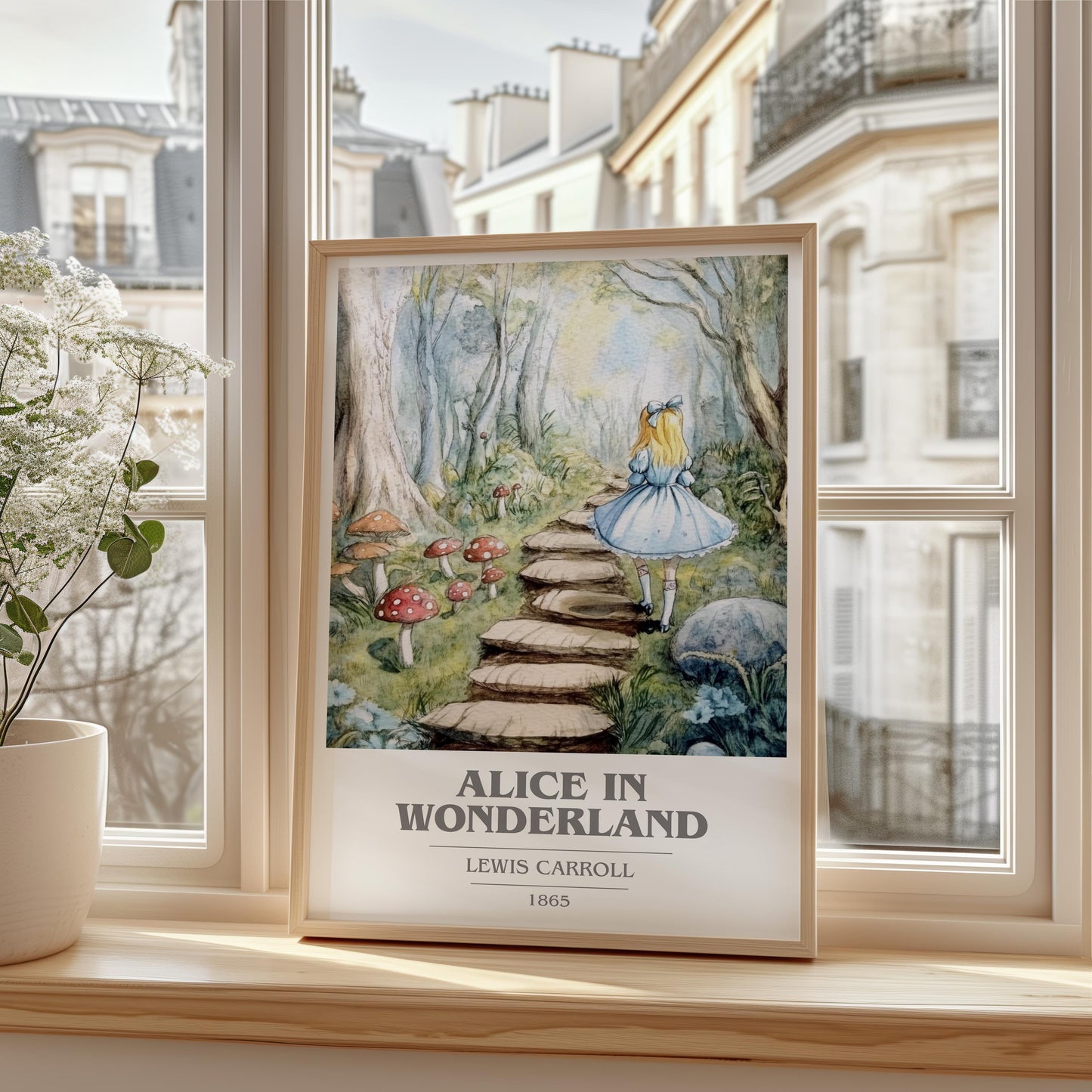 Alice's Adventures in Wonderland by Lewis Carroll Descriptive Poster Print. Free Delivery Wall Art Author & Blurb Book Artwork Novel