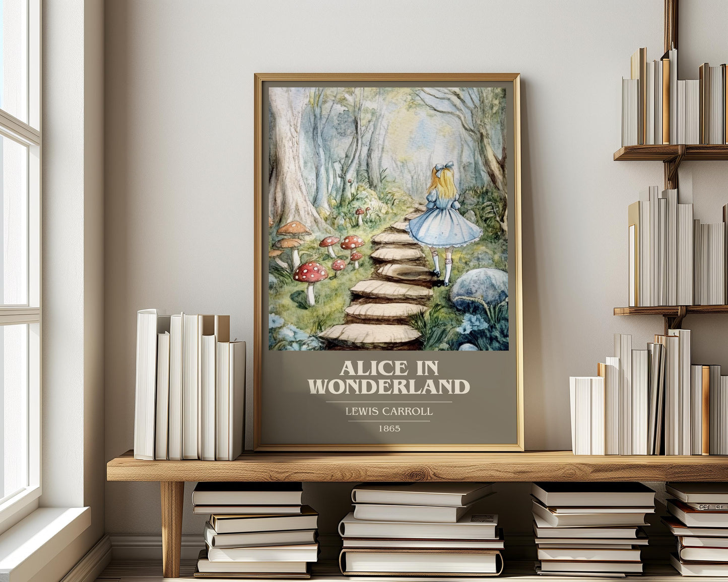 Alice's Adventures in Wonderland by Lewis Carroll Descriptive Poster Print. Free Delivery Wall Art Author & Blurb Book Artwork Novel