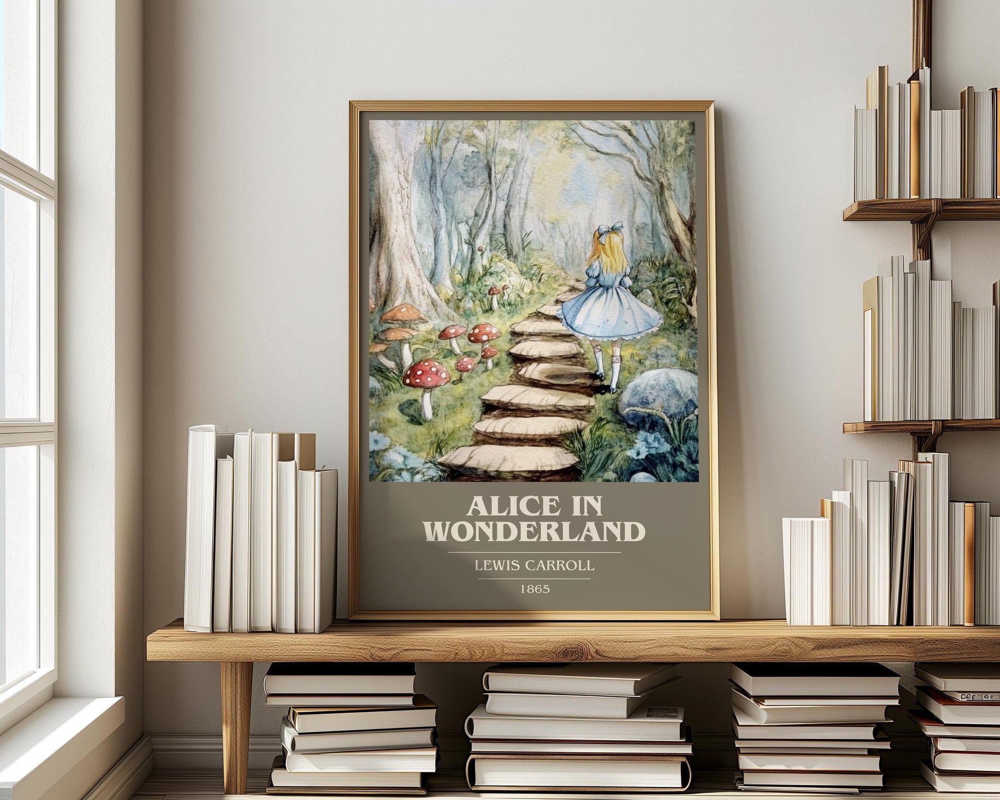 Alice's Adventures in Wonderland by Lewis Carroll Descriptive Poster Print. Free Delivery Wall Art Author & Blurb Book Artwork Novel