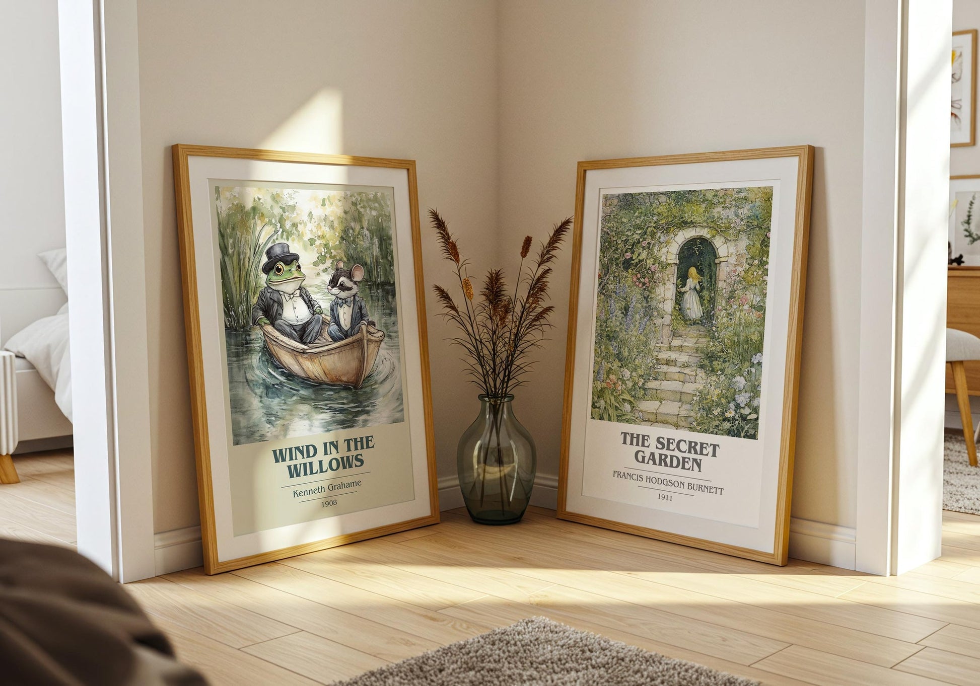 The Wind in the Willows book cover poster paired in gallery wall – literary art prints