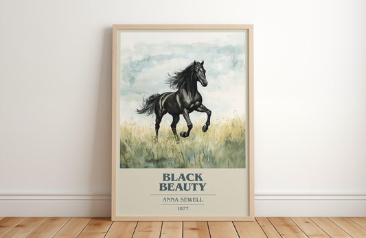 Black Beauty by Anna Sewell Descriptive Poster Print. Free Delivery Wall Art Author & Blurb Book Artwork Novel