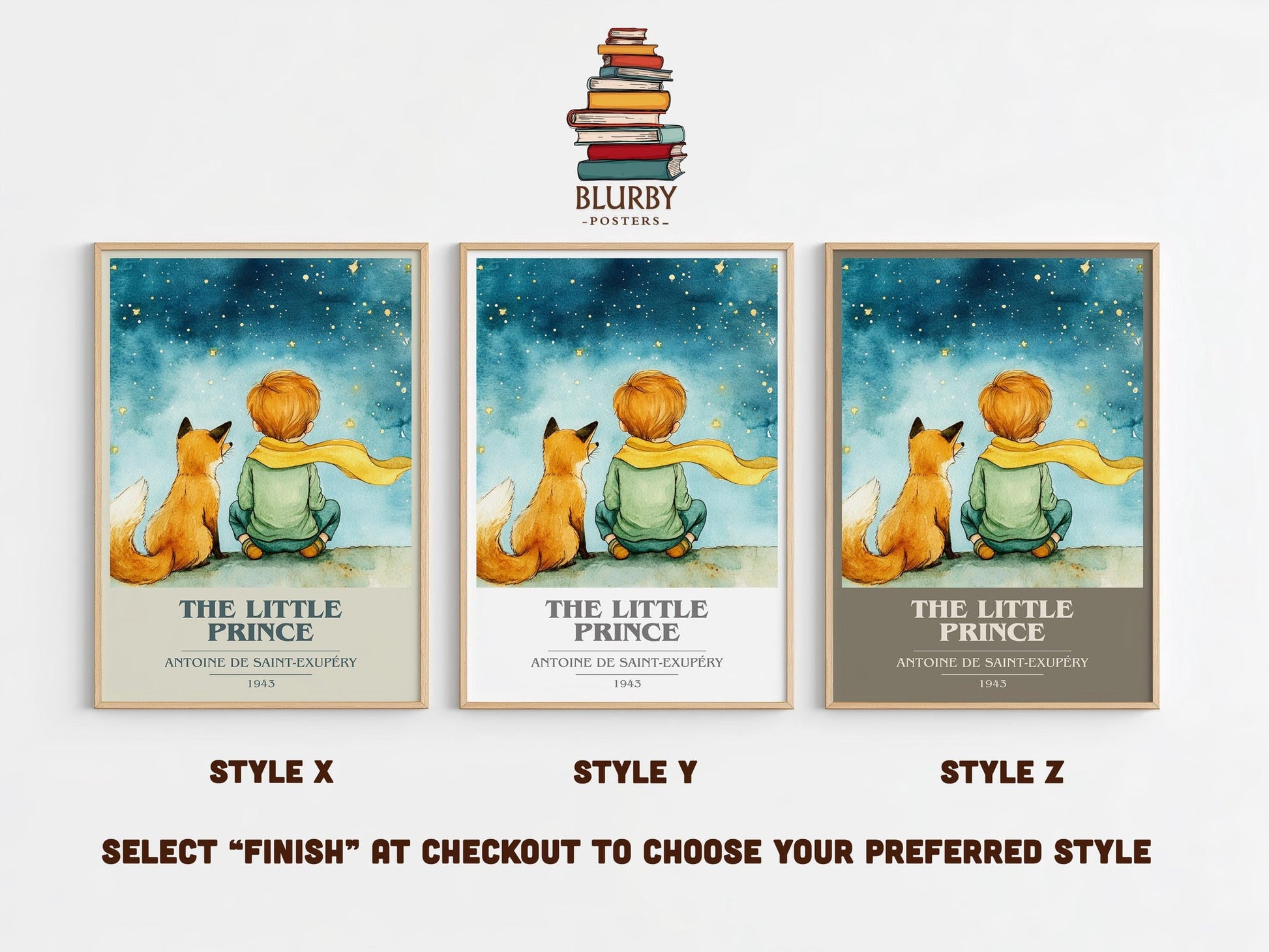 The Little Prince book cover poster colour and style options – Antoine de Saint-Exupéry book art