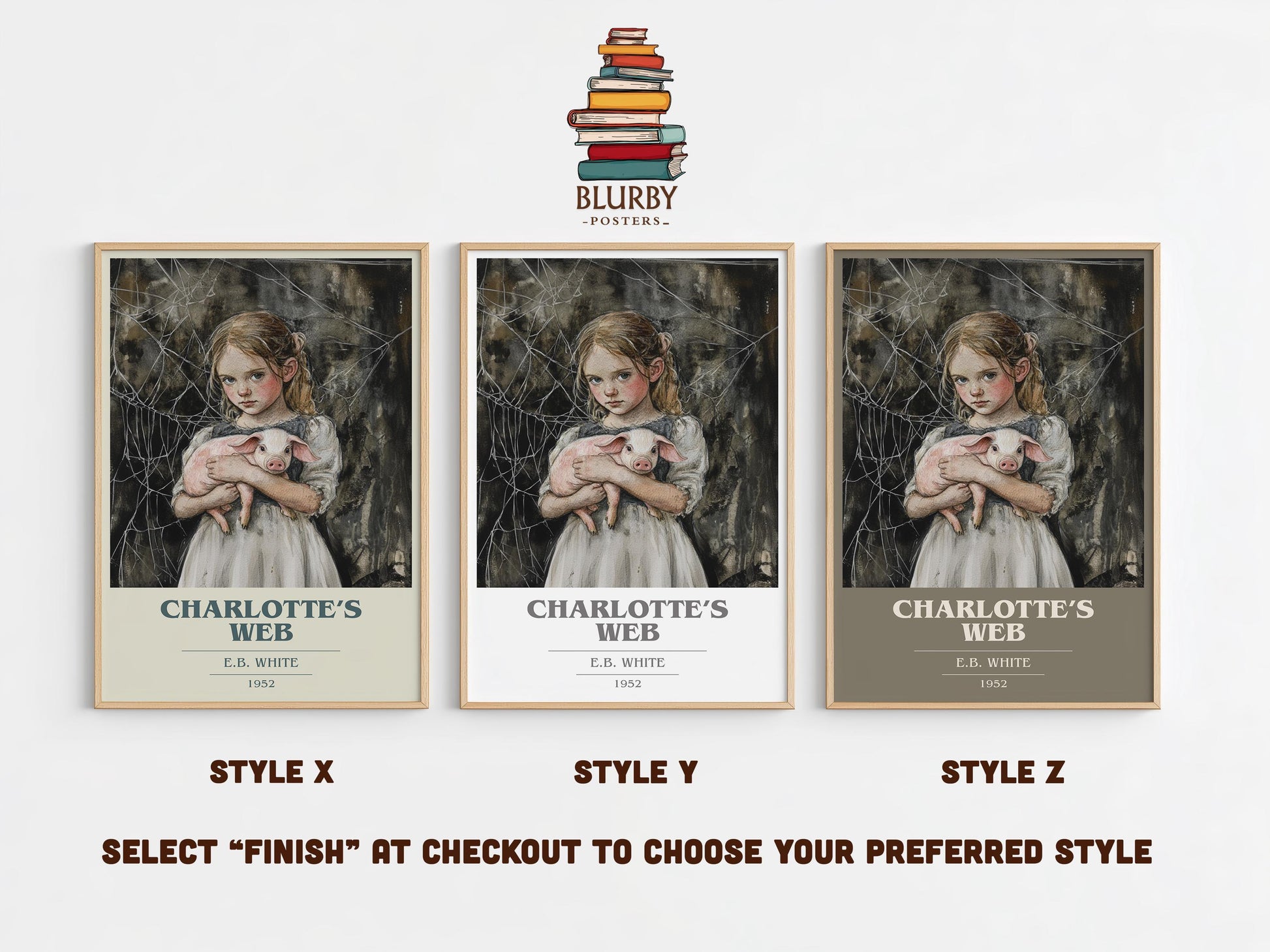 Charlotte's Web by E.B. White Descriptive Poster Print. Free Delivery Wall Art Author & Blurb Book Artwork Novel