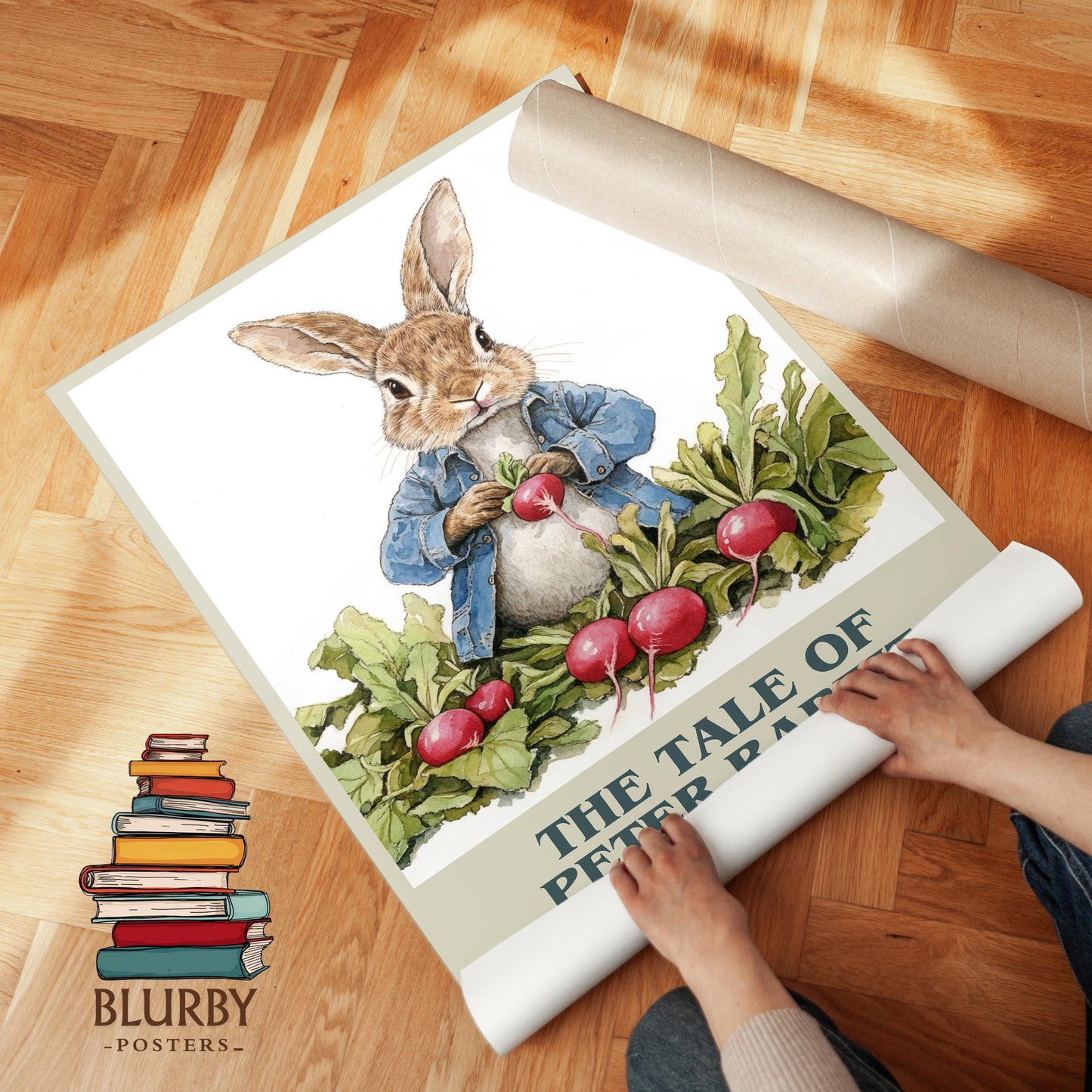 The Tale Of Peter Rabbit by Beatrix Potter Descriptive Poster Print. Free Delivery Wall Art Author & Blurb Book Artwork Novel