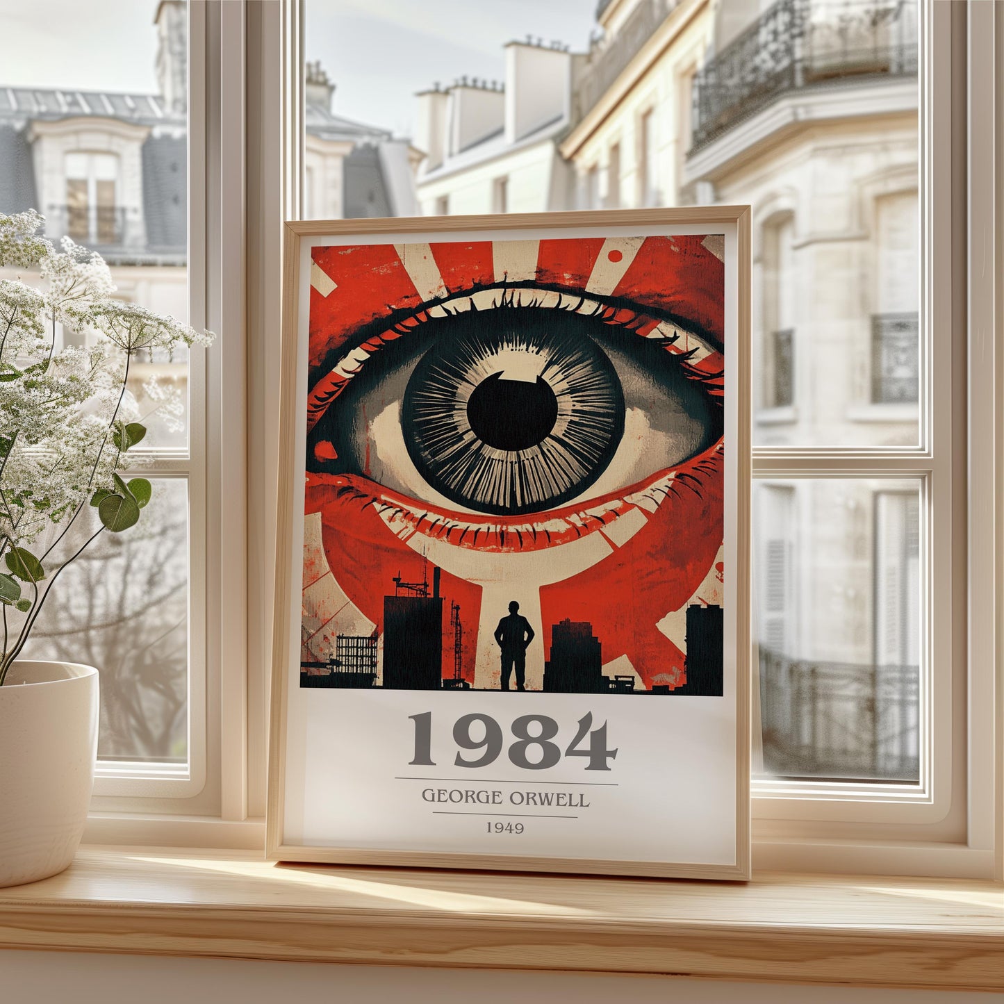 1984 by George Orwell Descriptive Poster Print. Free Delivery Wall Art Author & Blurb Book Artwork Novel