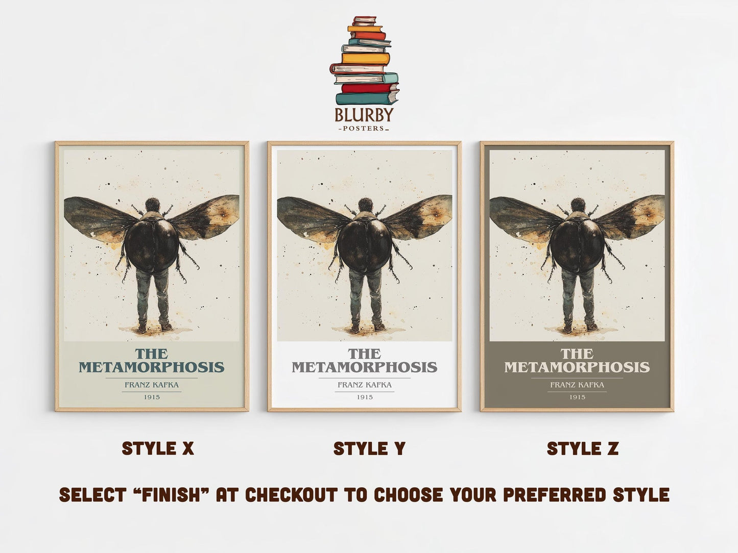Metamorphosis book cover print framed by window – literary home decor