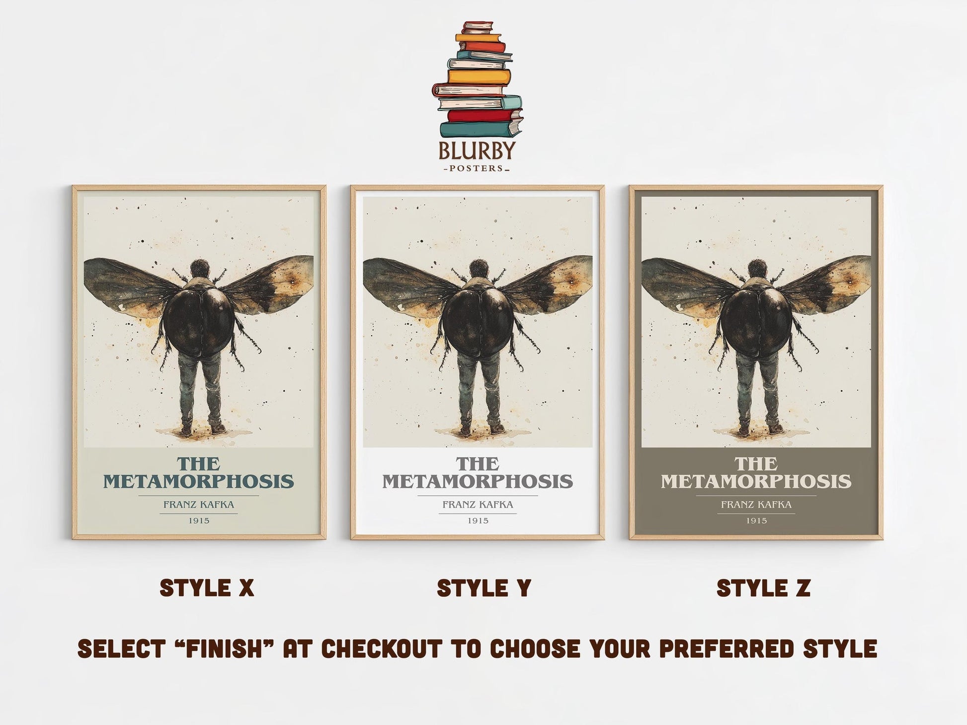 Metamorphosis book cover print framed by window – literary home decor