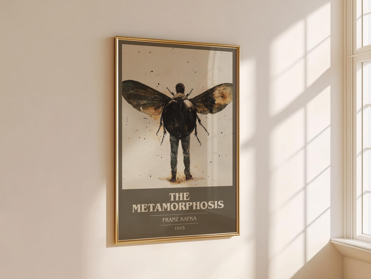 Metamorphosis book cover print on bookshelf – Frank Kafka fan gift