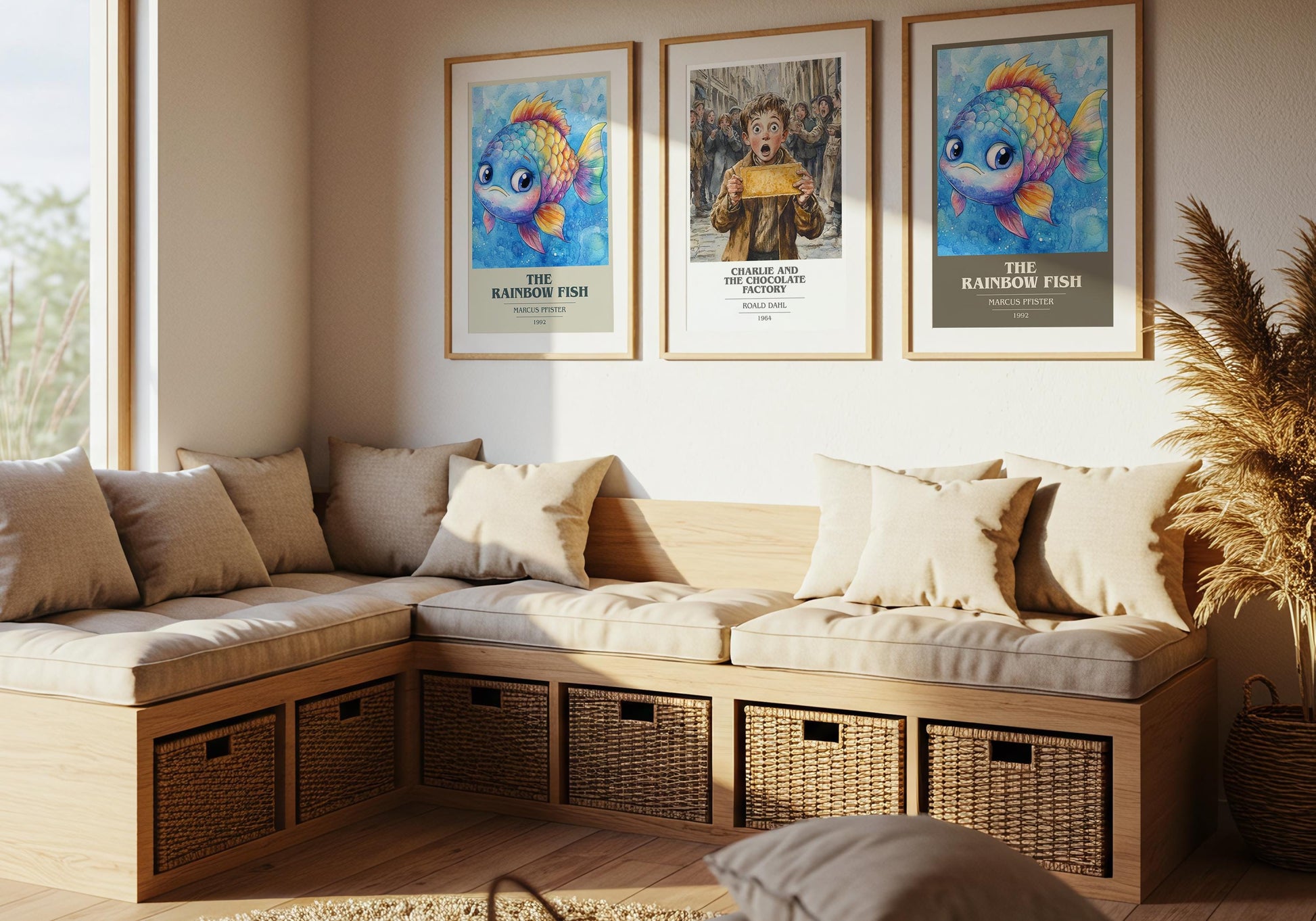 The Rainbow Fish by Marcus Pfister Descriptive Poster Print. Free Delivery Wall Art Author & Blurb Book Artwork Novel