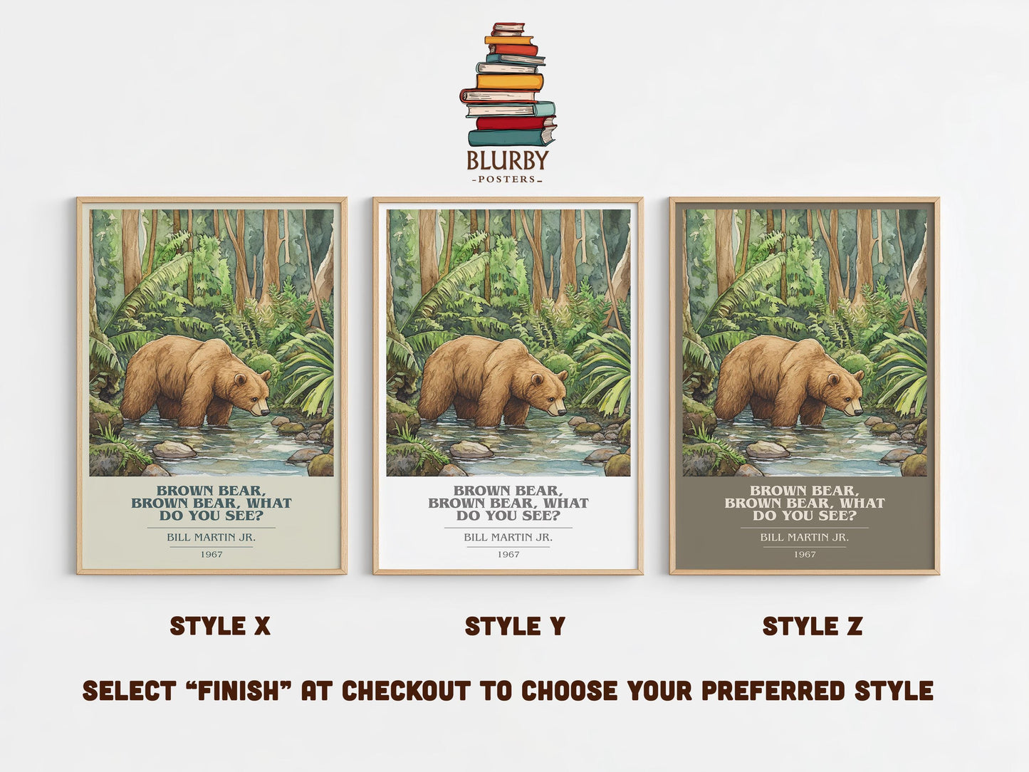 Brown Bear What Do You See? by Bill Martin Jr Descriptive Poster Print. Free Delivery Wall Art Author & Blurb Book Artwork Novel