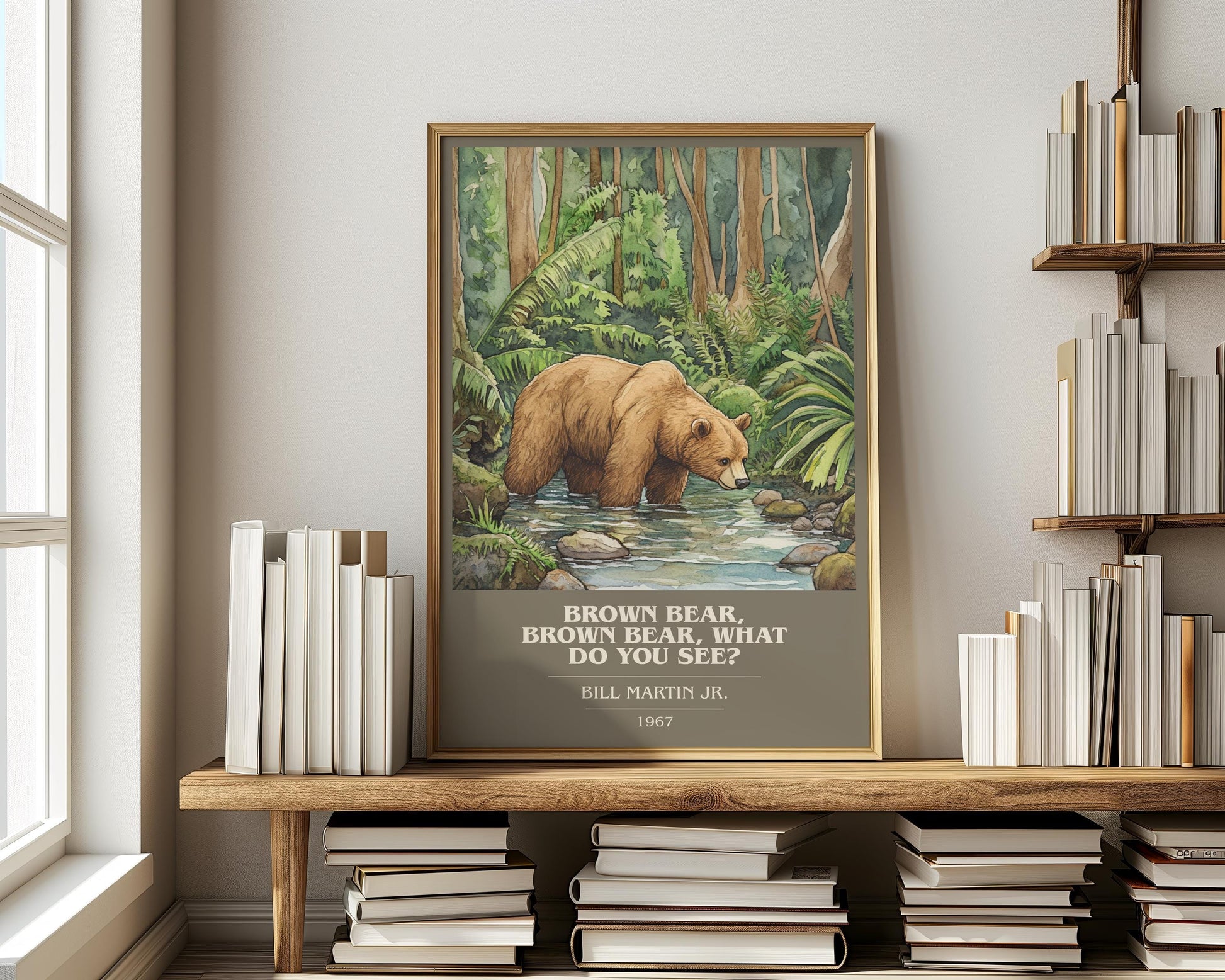 Brown Bear What Do You See? by Bill Martin Jr Descriptive Poster Print. Free Delivery Wall Art Author & Blurb Book Artwork Novel
