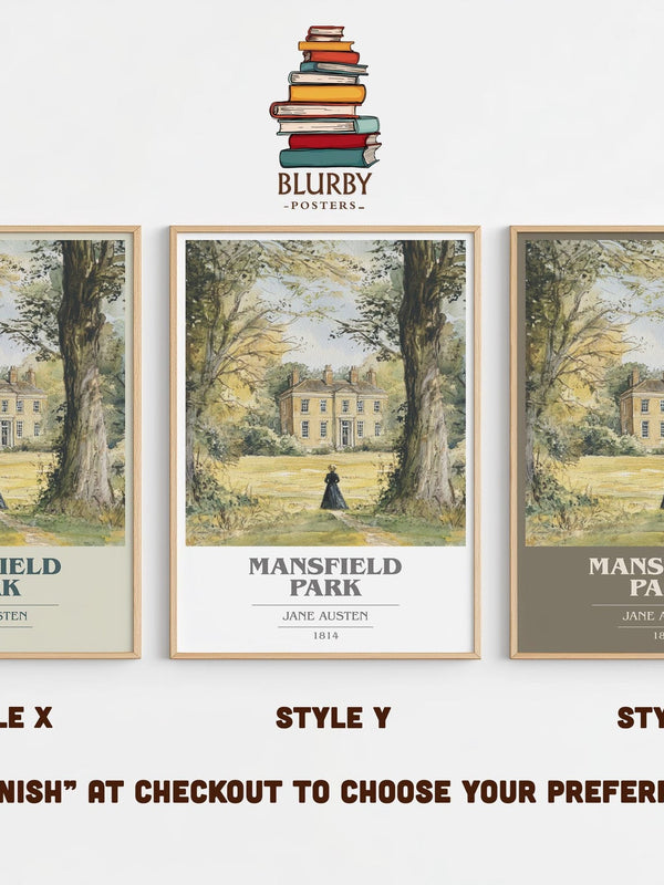 Mansfield Park book cover print in frame leaning in hallway – classic literature wall art