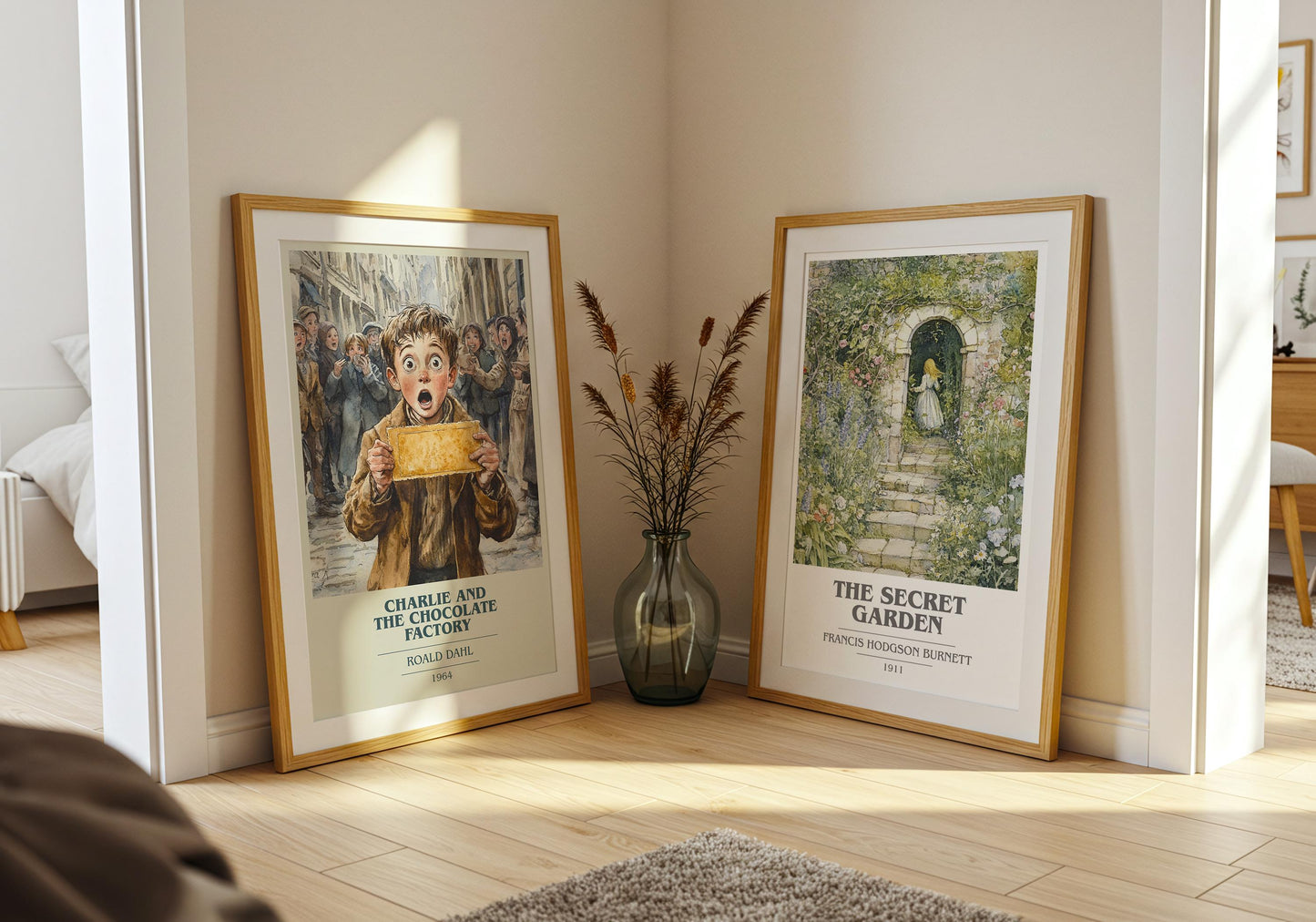 Charlie and the Chocolate Factory by Roald Dahl Descriptive Poster Print. Free Delivery Wall Art Author & Blurb Book Artwork Novel