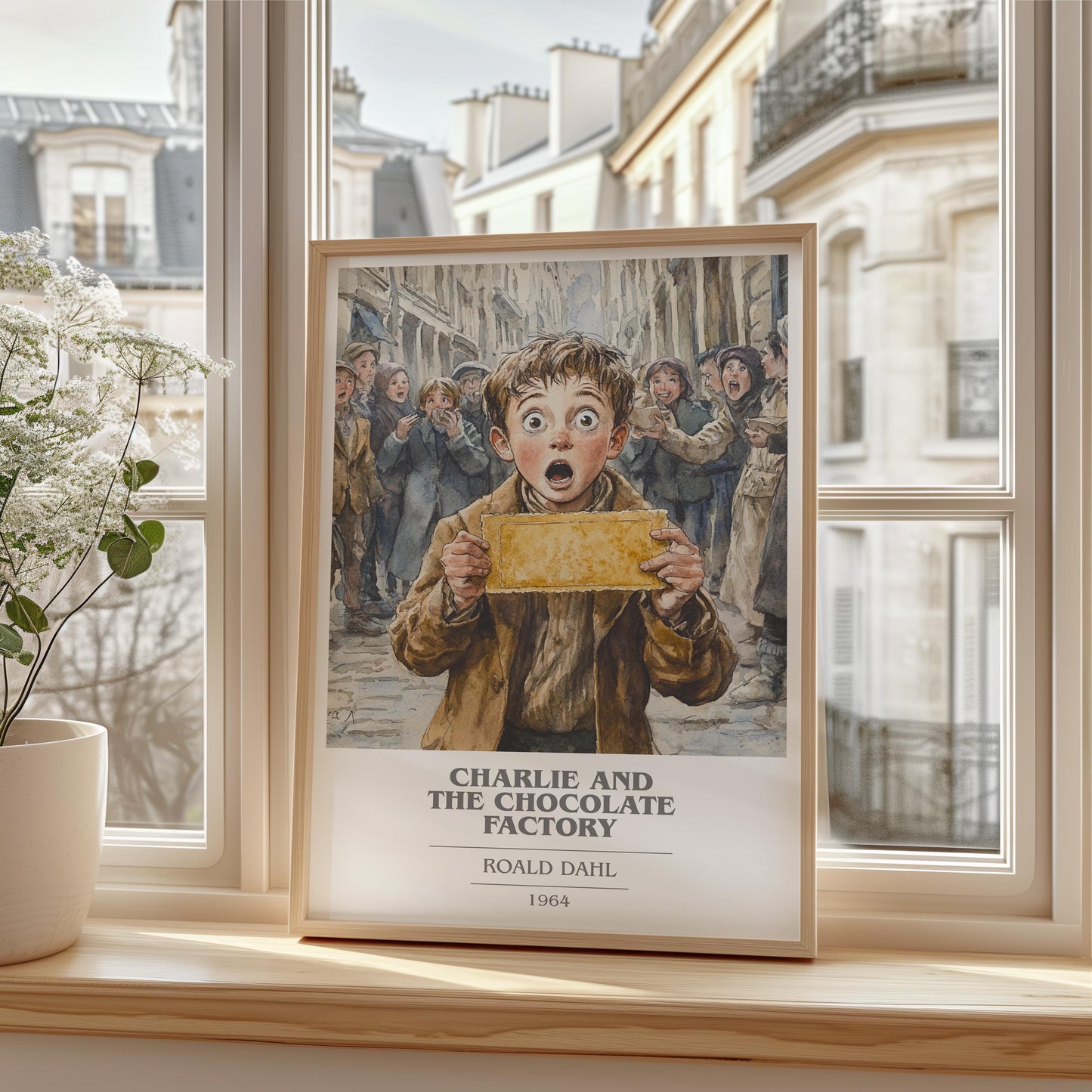 Charlie and the Chocolate Factory by Roald Dahl Descriptive Poster Print. Free Delivery Wall Art Author & Blurb Book Artwork Novel