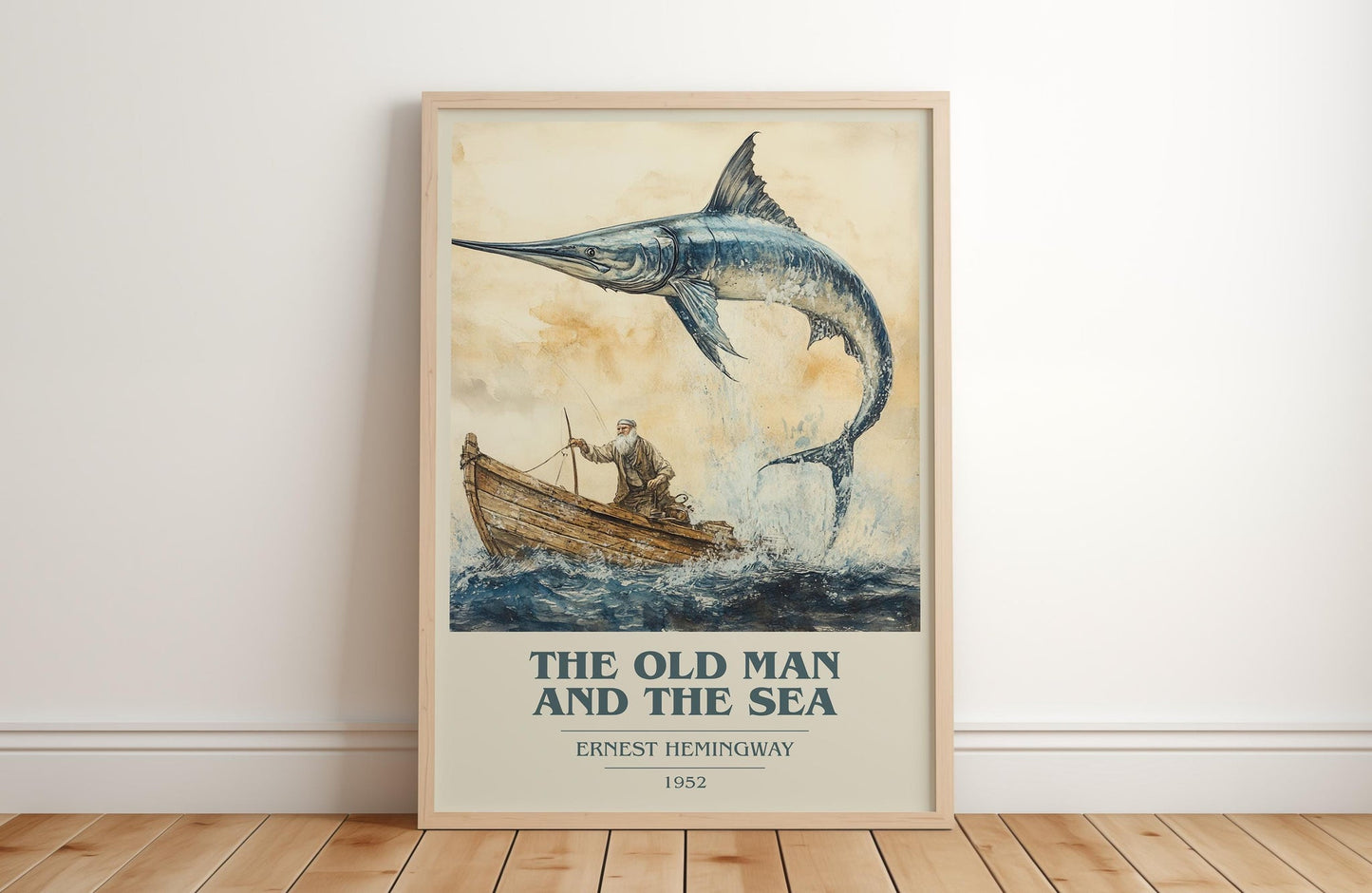 The Old Man and the Sea book cover poster colour and style options – Ernest Hemingway book art
