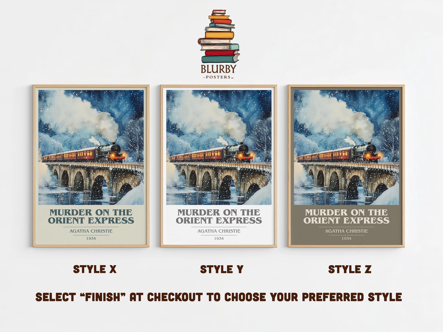 Murder On The Orient Express book cover poster colour and style options – Agatha Christie book art