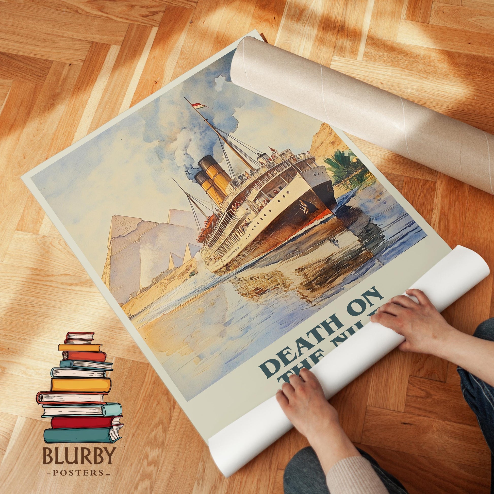 Death on the Nile book cover poster paired in gallery wall – literary art prints