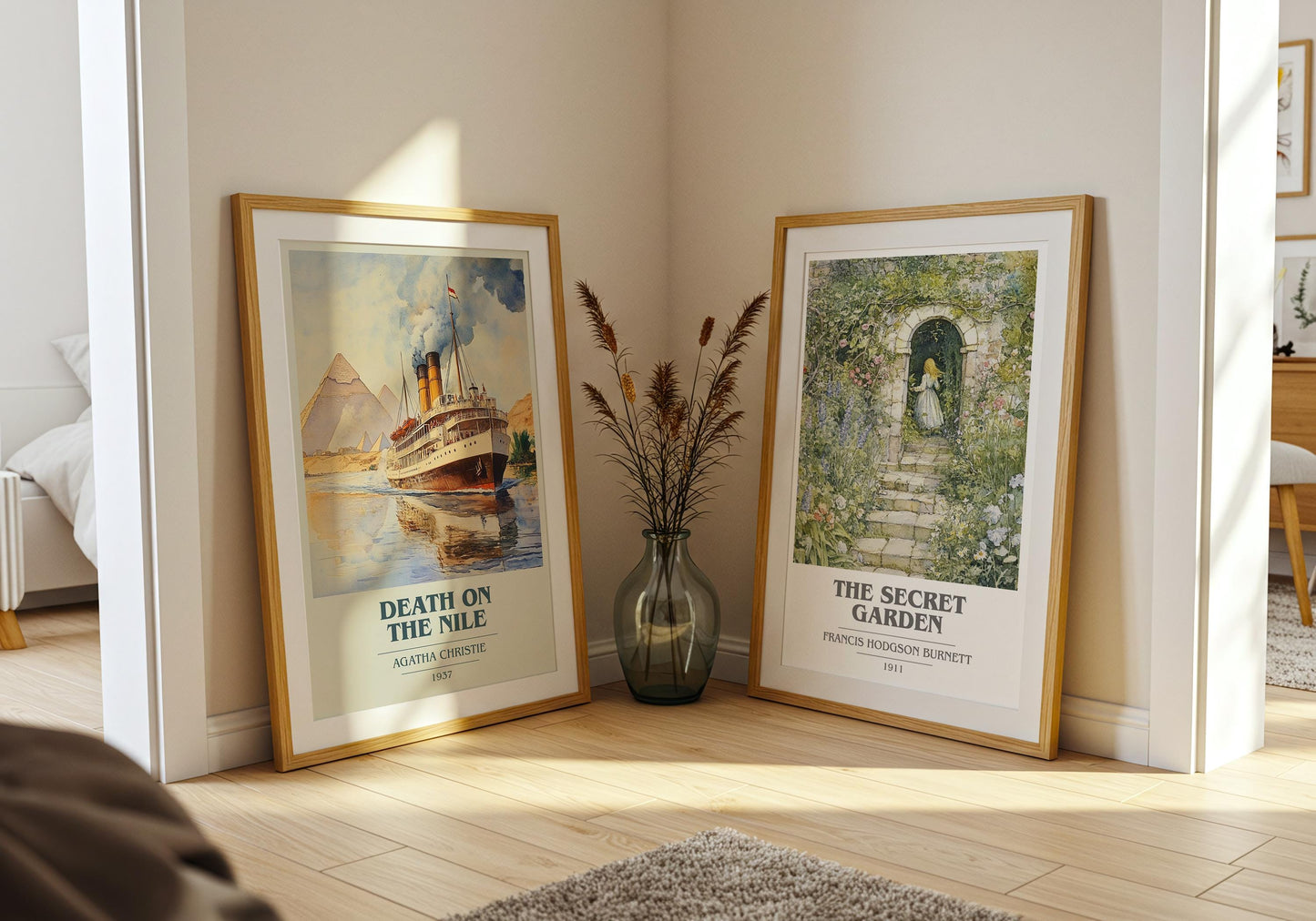 Death on the Nile book cover print on bookshelf – Agatha Christie fan gift