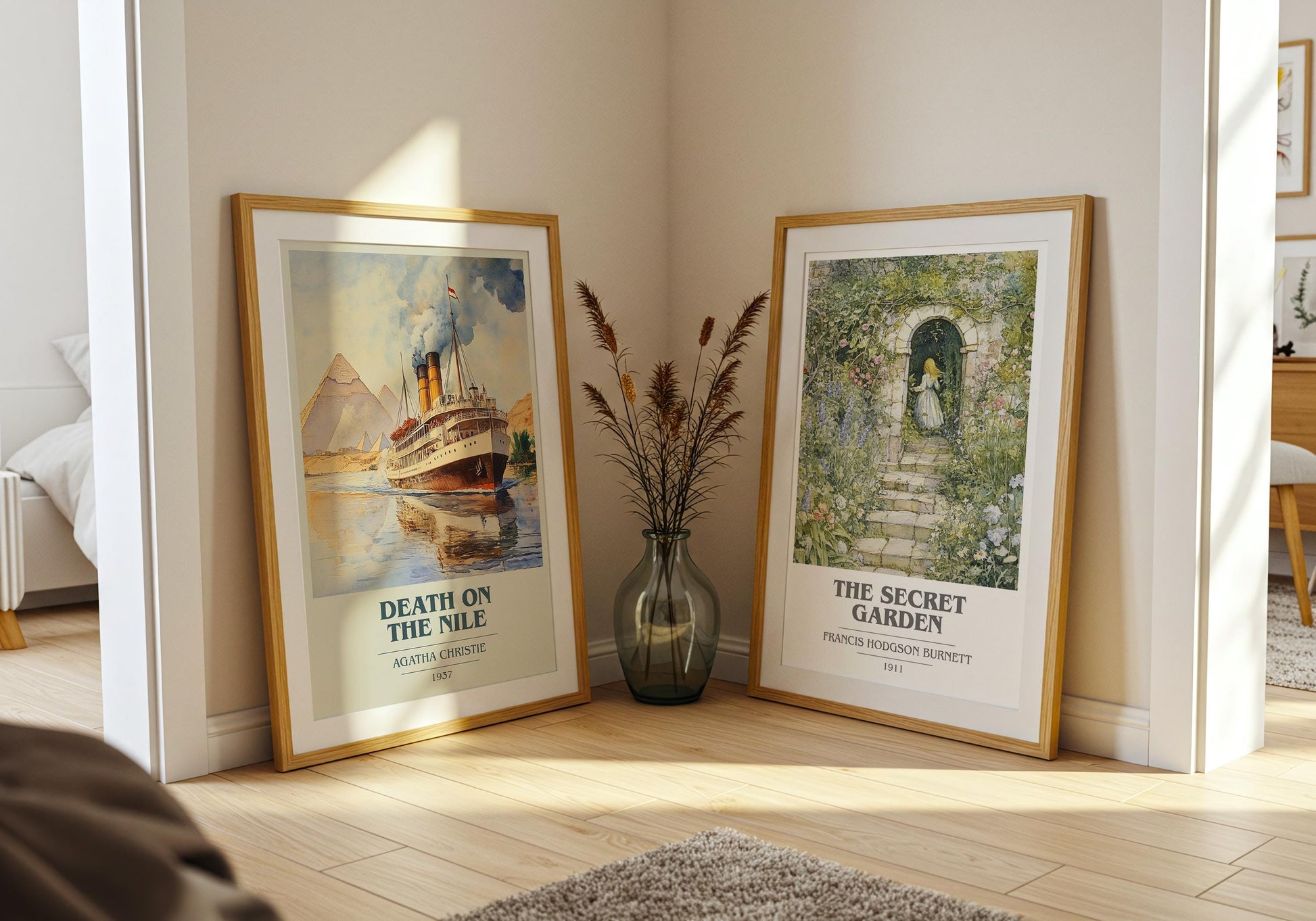 Death on the Nile book cover print on bookshelf – Agatha Christie fan gift