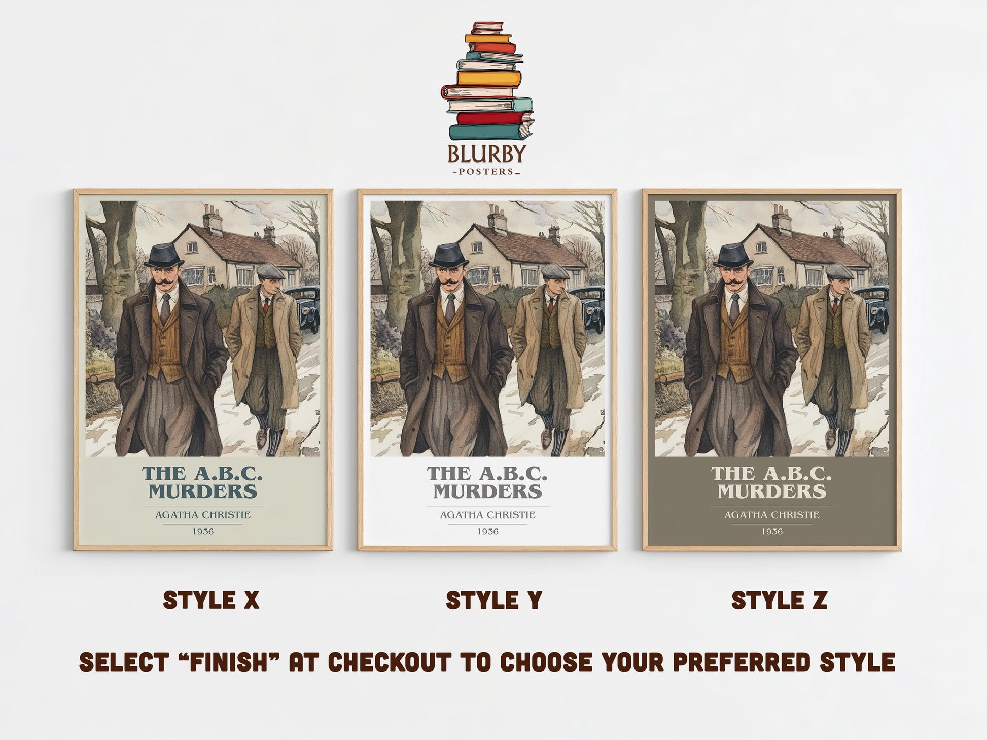 The A.B.C. Murders book cover poster colour and style options – Agatha Christie book art