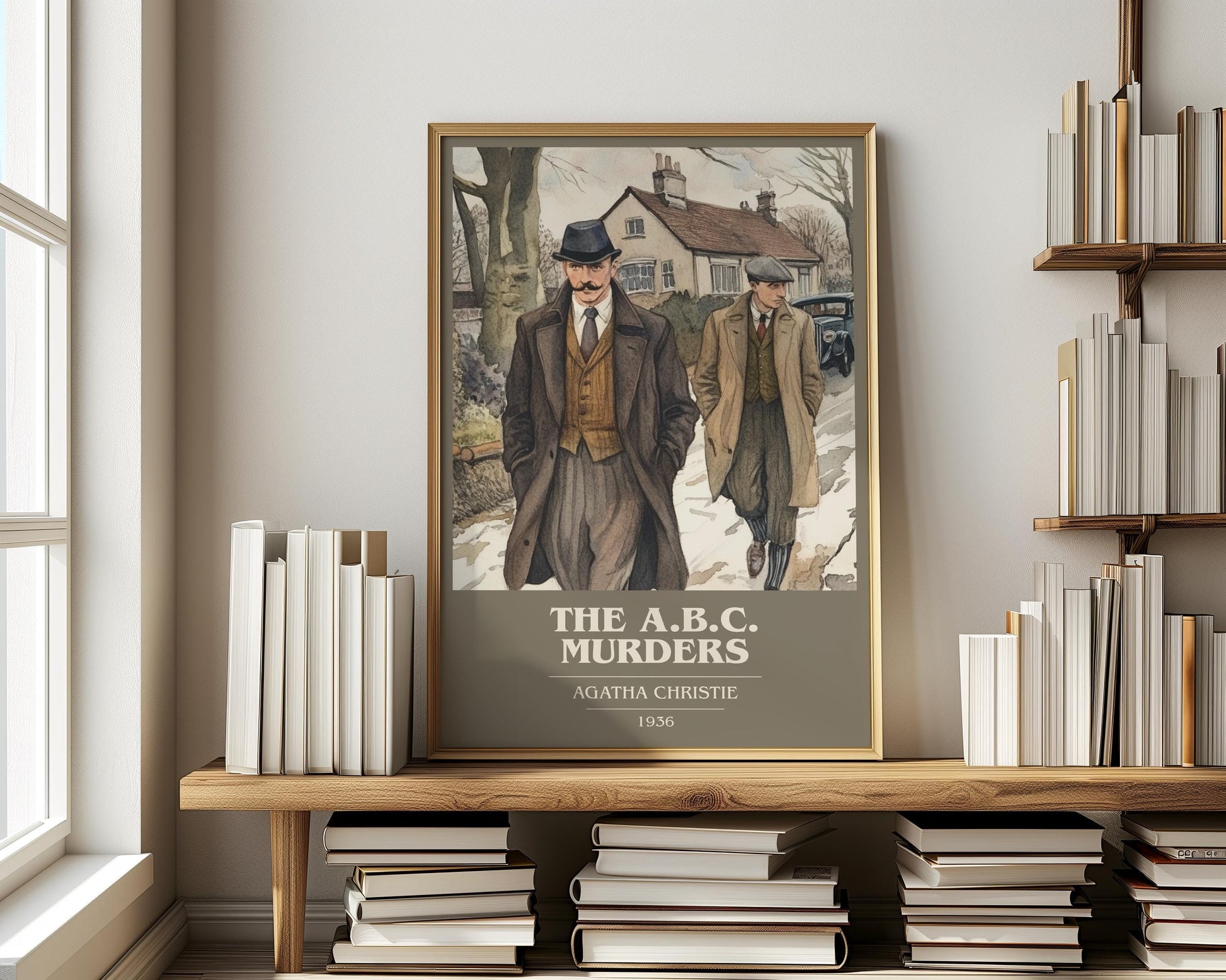 The A.B.C. Murders book cover print on bookshelf – Agatha Christie fan gift