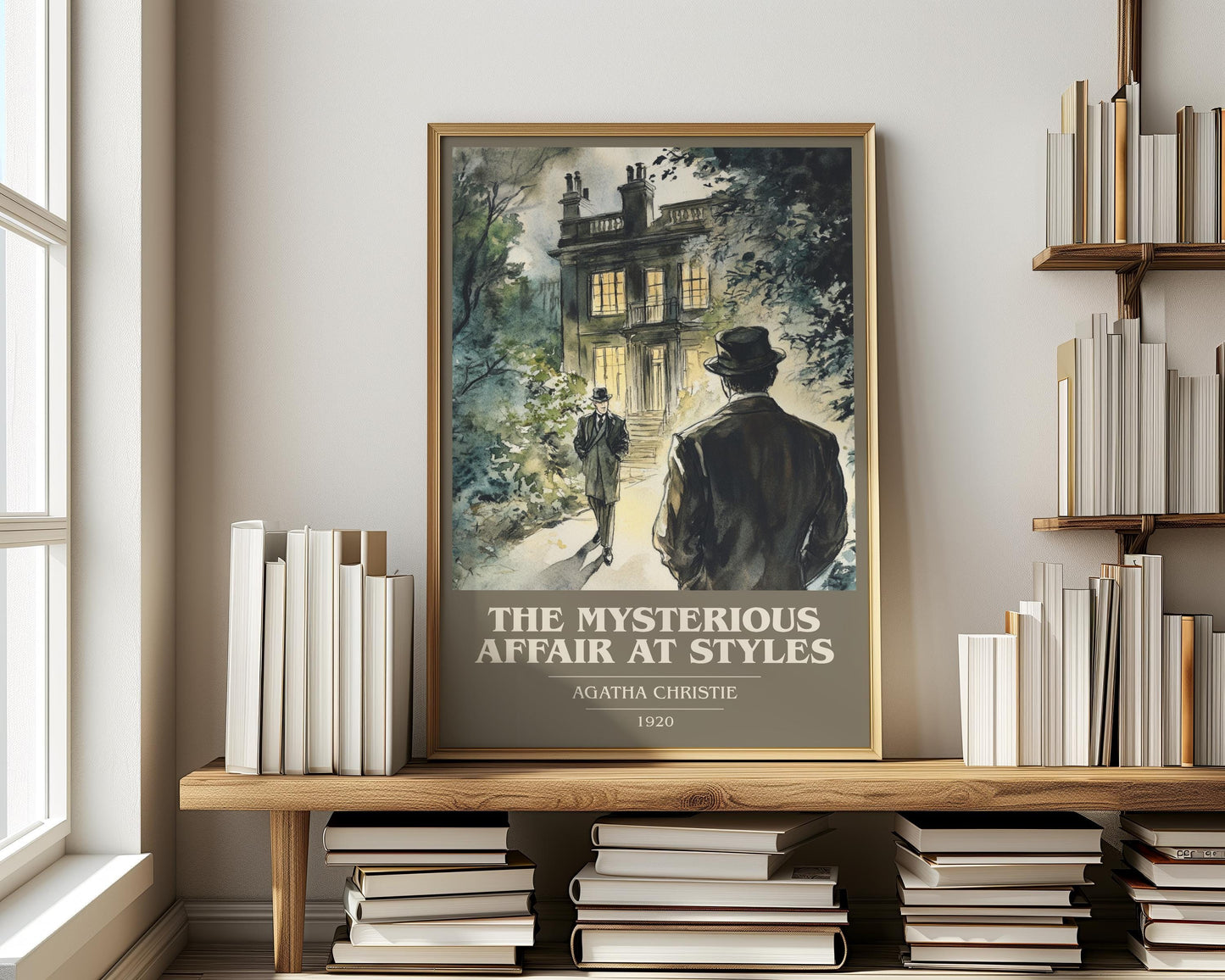 The Mysterious Affair At Styles book cover poster paired in gallery wall – literary art prints