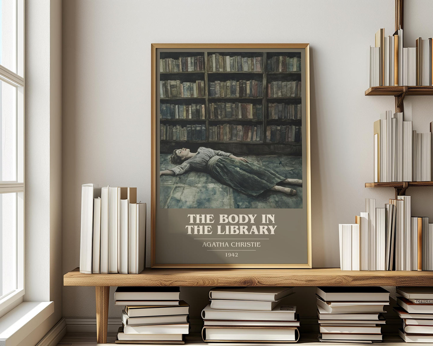 The Body in the Library book cover poster paired in gallery wall – literary art prints