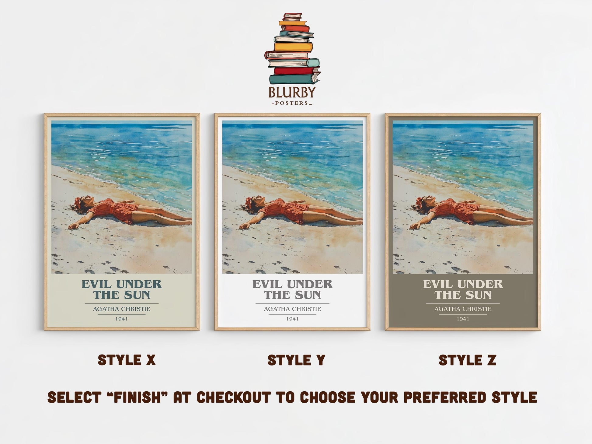 Evil Under the Sun book cover poster colour and style options – Agatha Christie book art