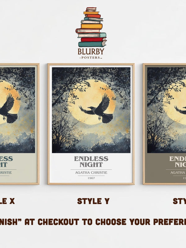 Endless Night book cover poster colour and style options – Agatha Christie book art