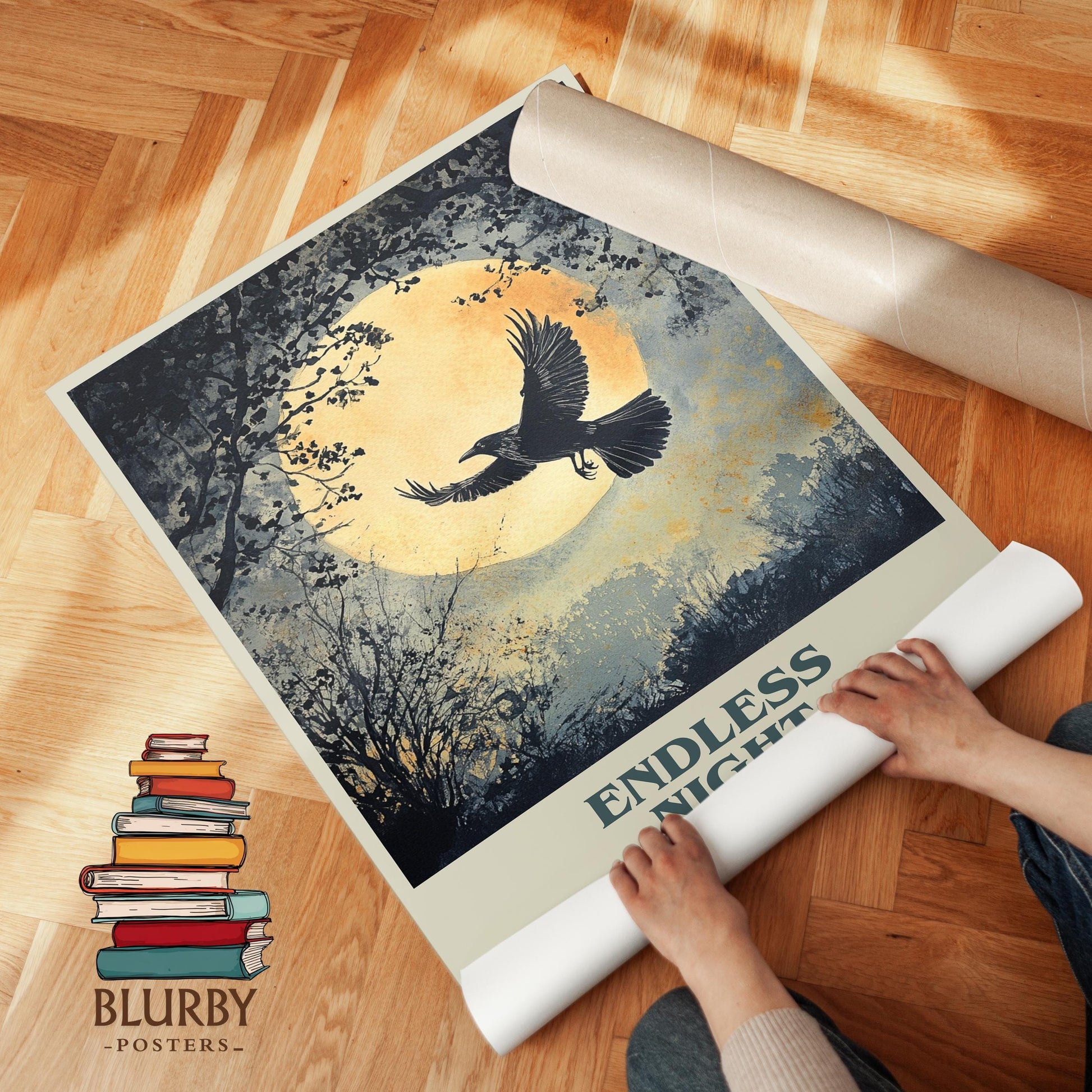 Endless Night book poster packaging – museum-quality print rolled in protective tube
