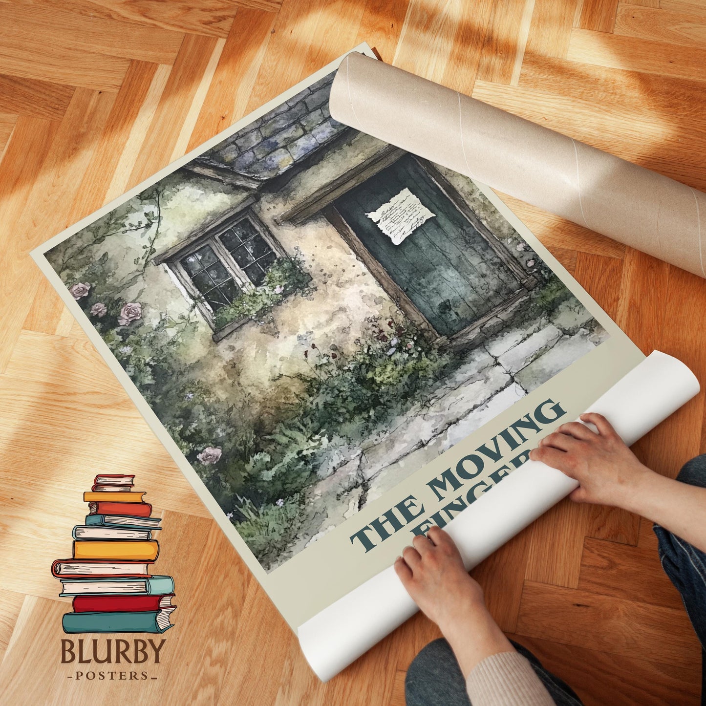 The Moving Finger by Agatha Christie Descriptive Poster Print. Free Delivery Wall Art Author & Blurb Book Artwork Novel