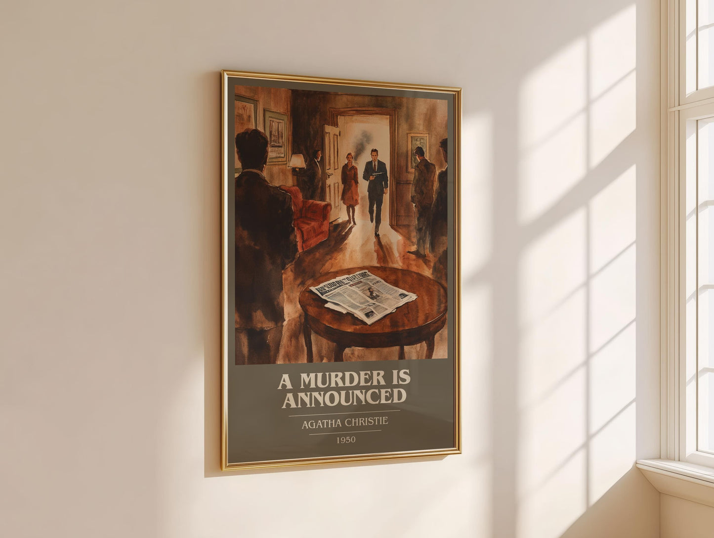 A Murder is Announced book cover book poster framed on wall – mystery wall art